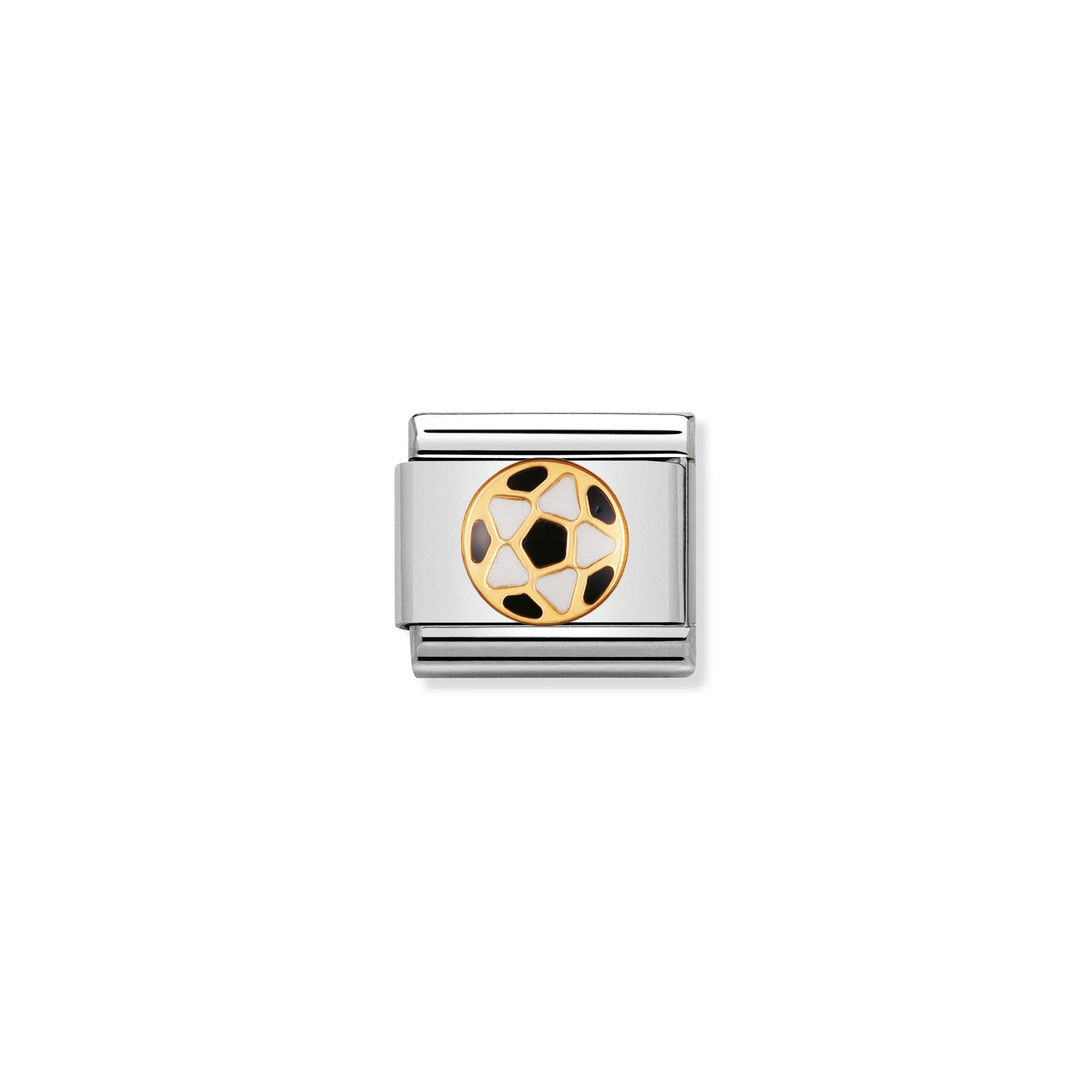 Composable Classic Italian Football In Stainless Steel With Enamel And 18k Gold Black-White Ball