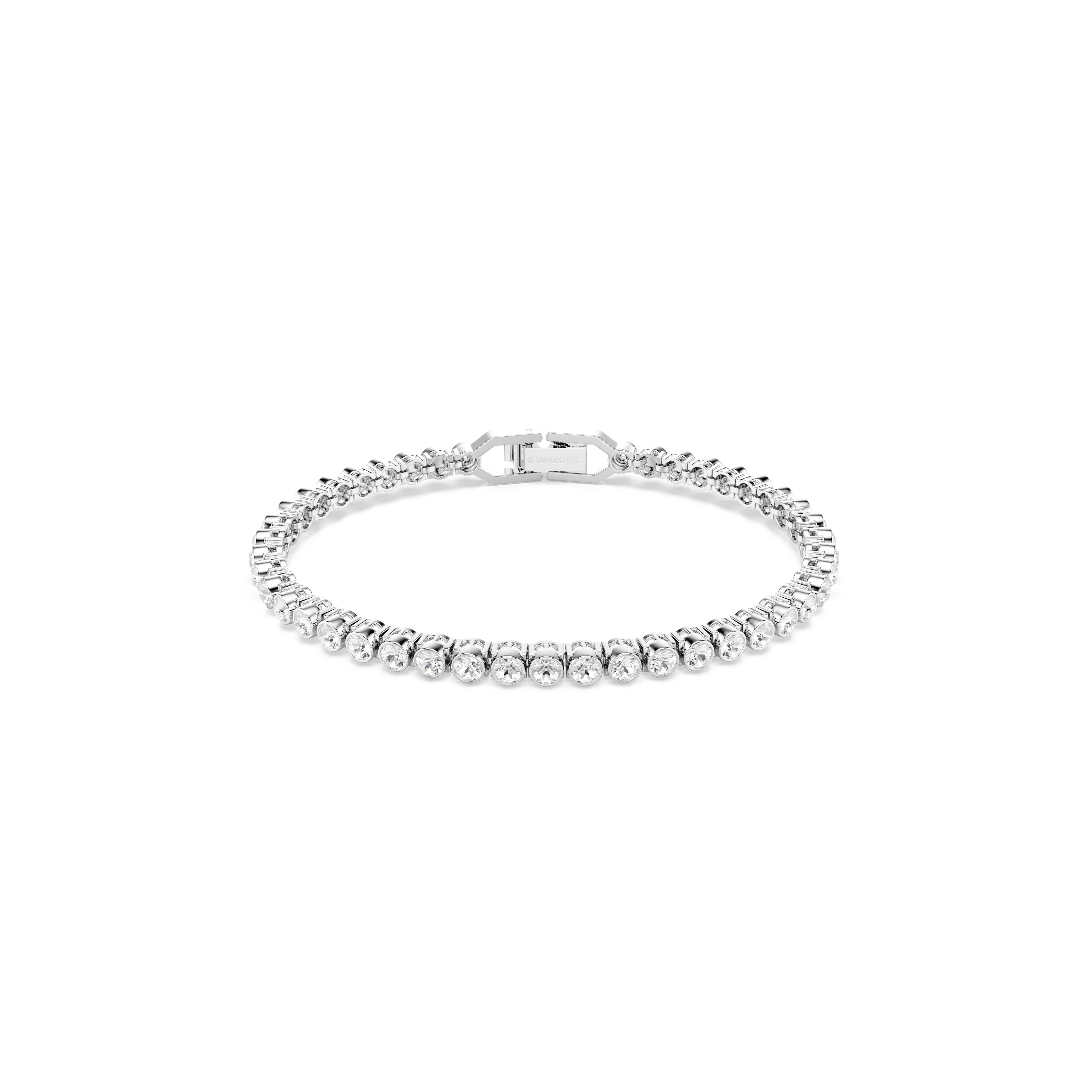 Swarovski Imber Emily Tennis bracelet, Round cut, White, Rhodium plated 1043311