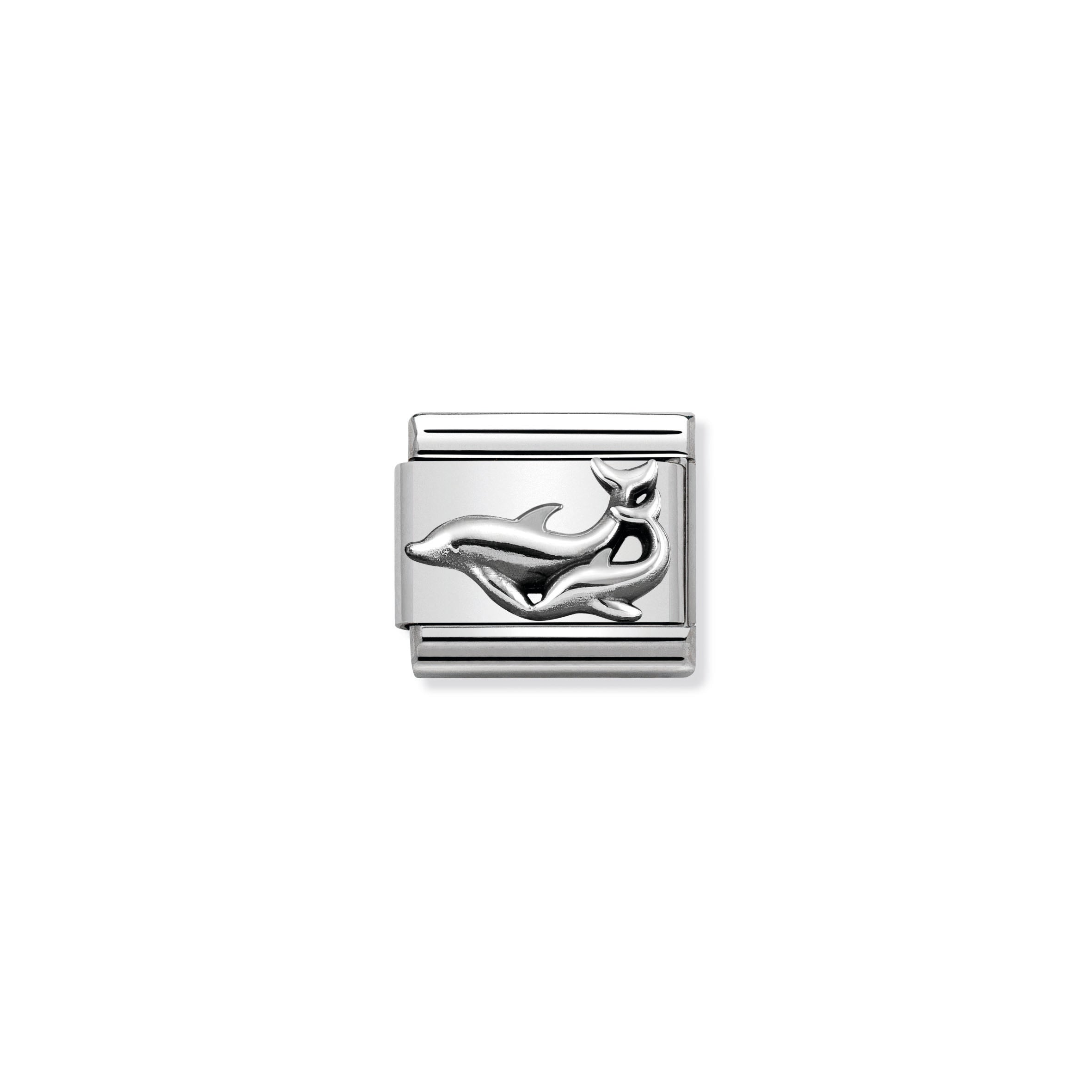 Composable Classic Oxidized Symbols In St.Steel And 925 Sterling Silver Dolphins