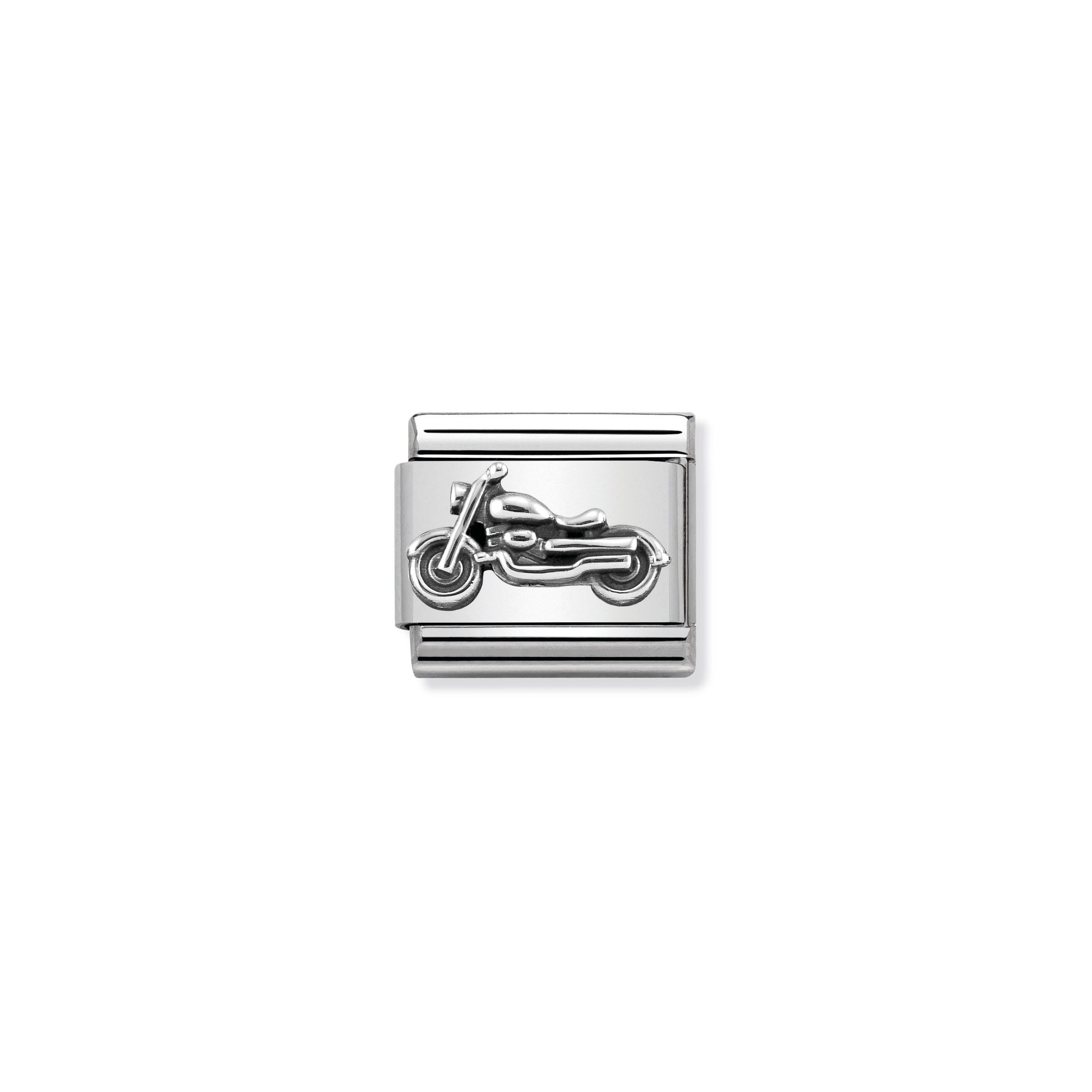 Composable Classic Oxidized Symbols In St.Steel And 925 Sterling Silver Vintage Bike