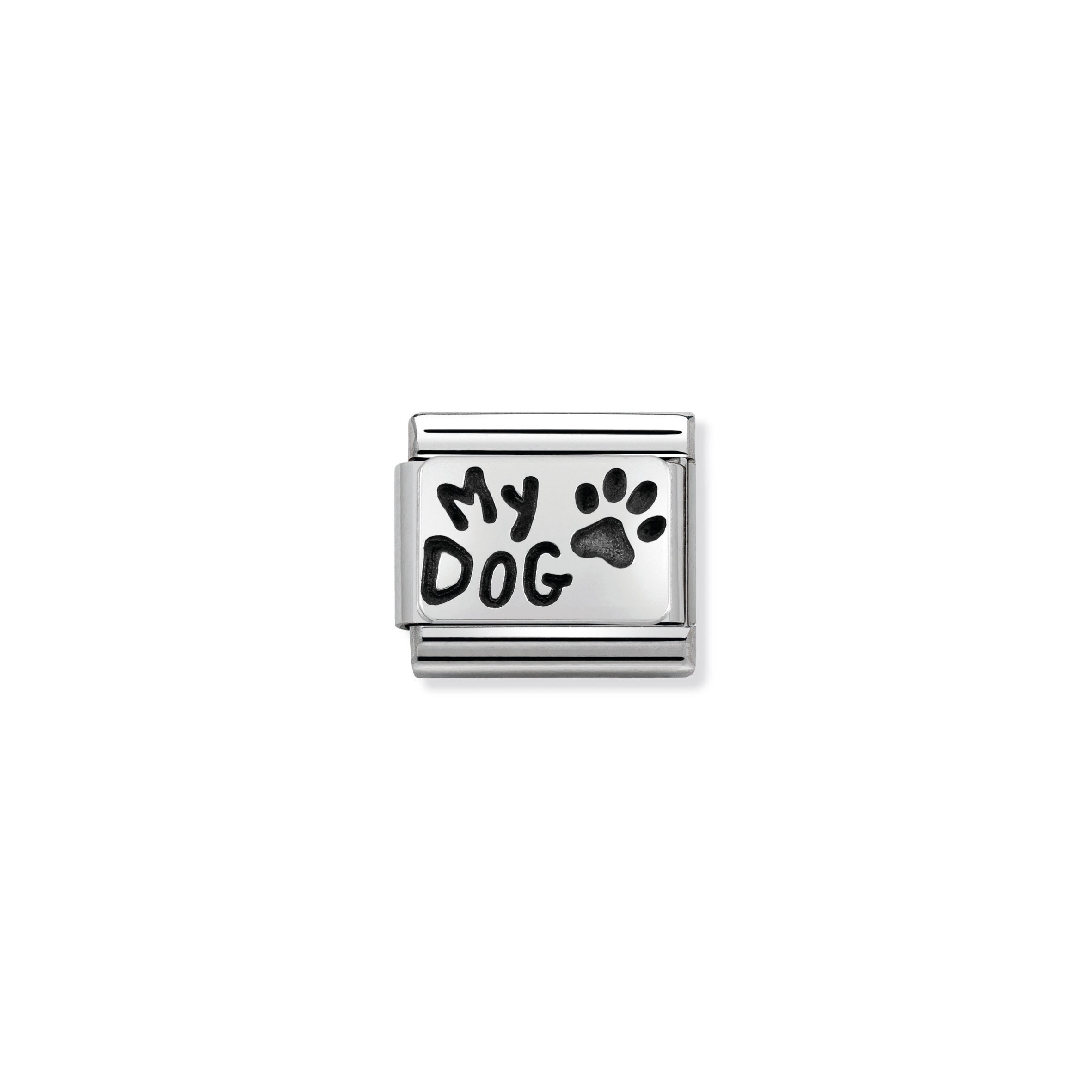 Composable Classic Plates Oxidized Steel And 925 Sterling Silver My Dog