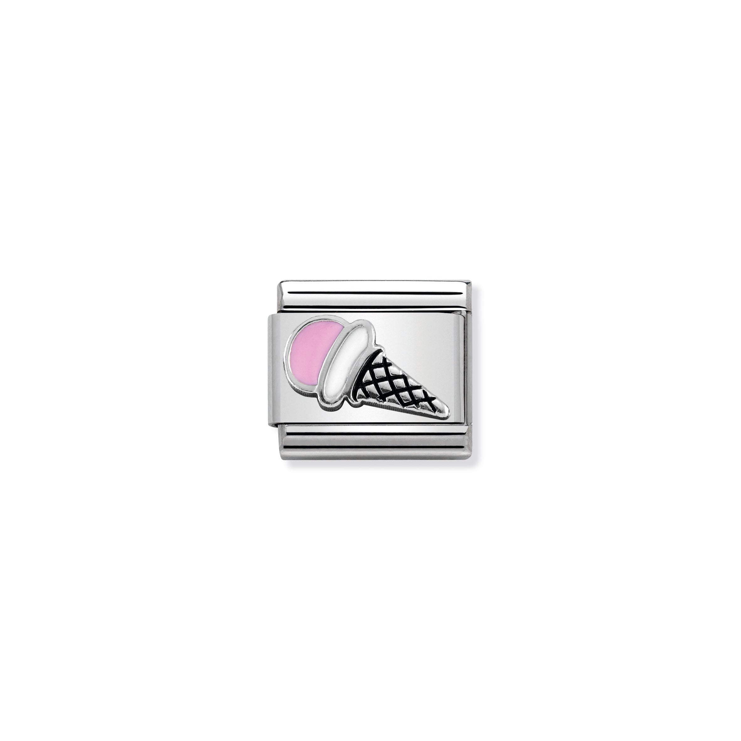 Composable Classic Symbols In Stainless Steel , Enamel And 925 Sterling Silver Pink Ice Cream
