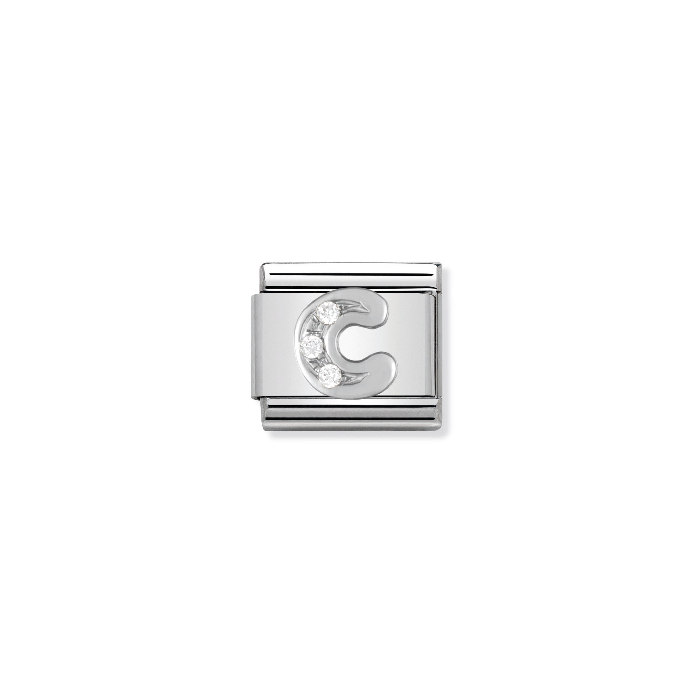 Composable Classic Alphabet Stainless Steel, Cub. Zirc And 925 Sterling Silver C