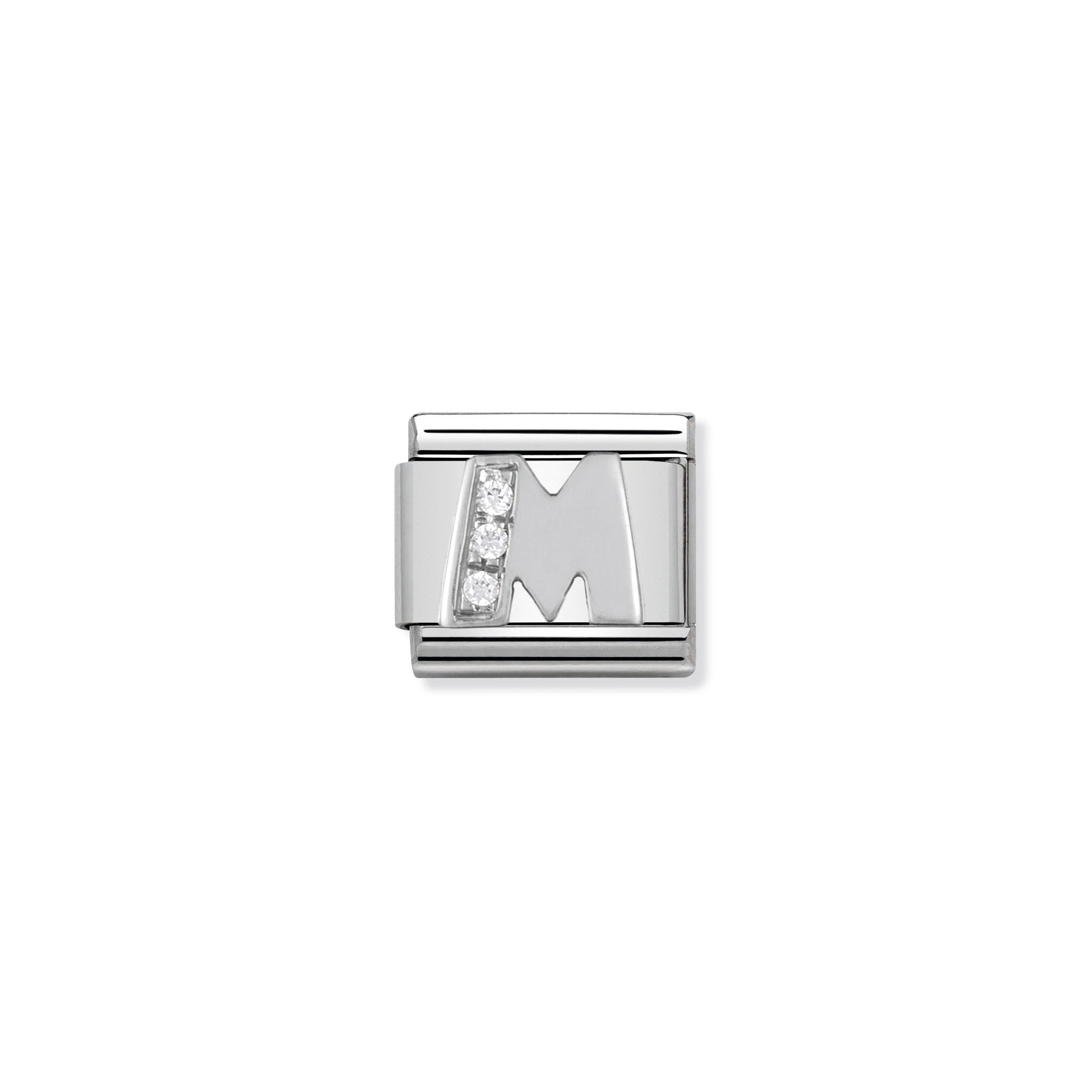 Composable Classic Alphabet Stainless Steel, Cub. Zirc And 925 Sterling Silver M