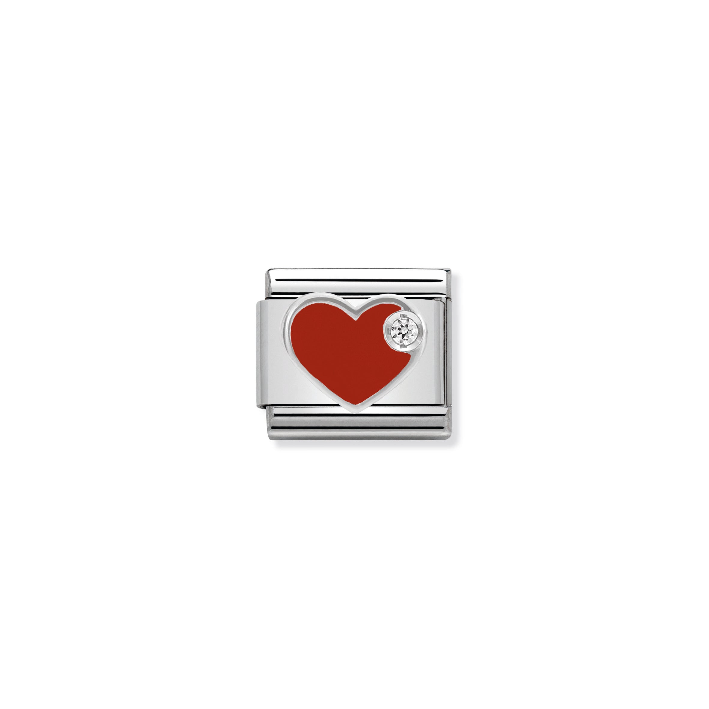 Composable Cl Symbols Stainless Steel, Enamel, 1 Cub. Zirc And 925 Sterling Silver Red Heart