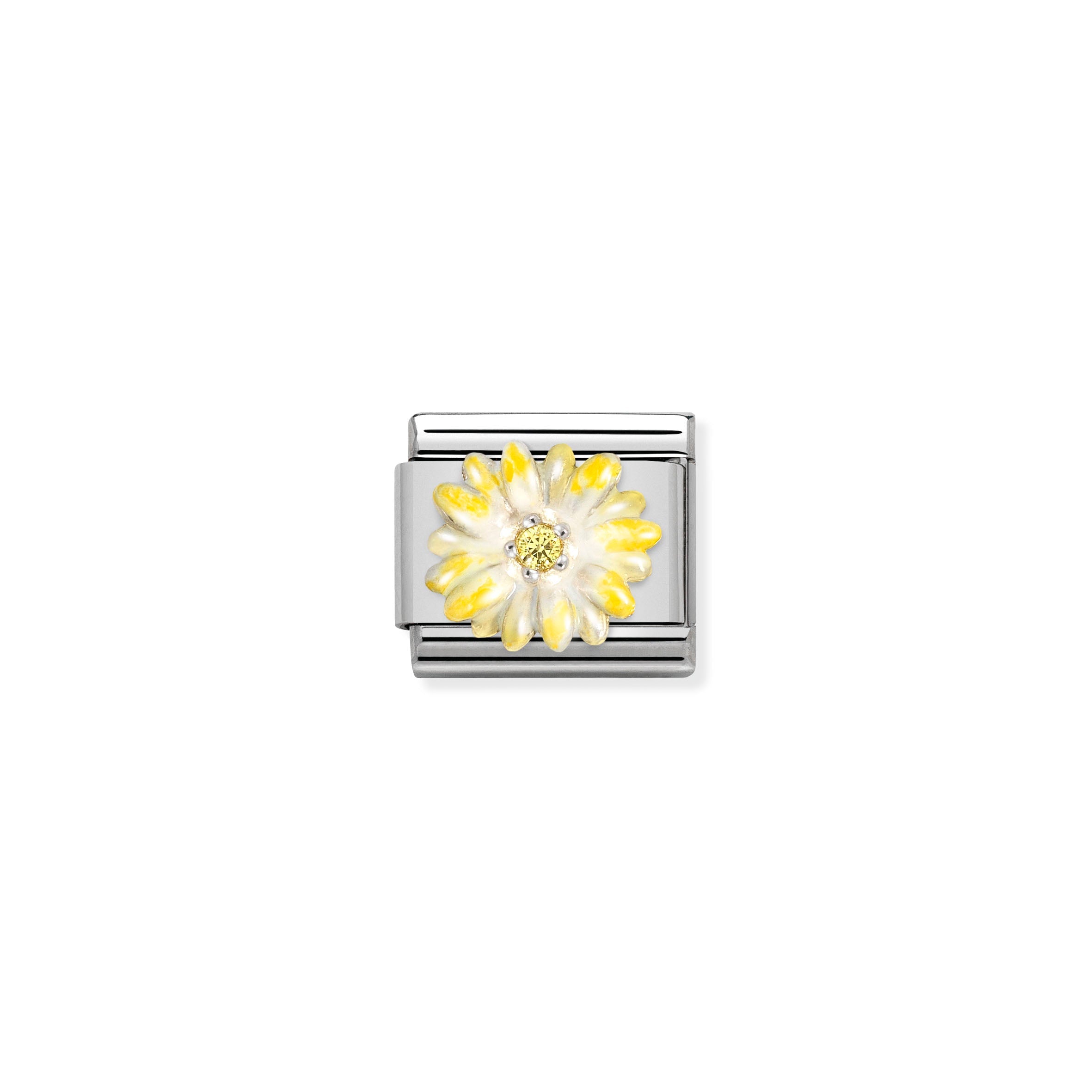 Composable Cl Symbols Stainless Steel, Enamel, Cub. Zirc And 925 Sterling Silver Yellow Flower
