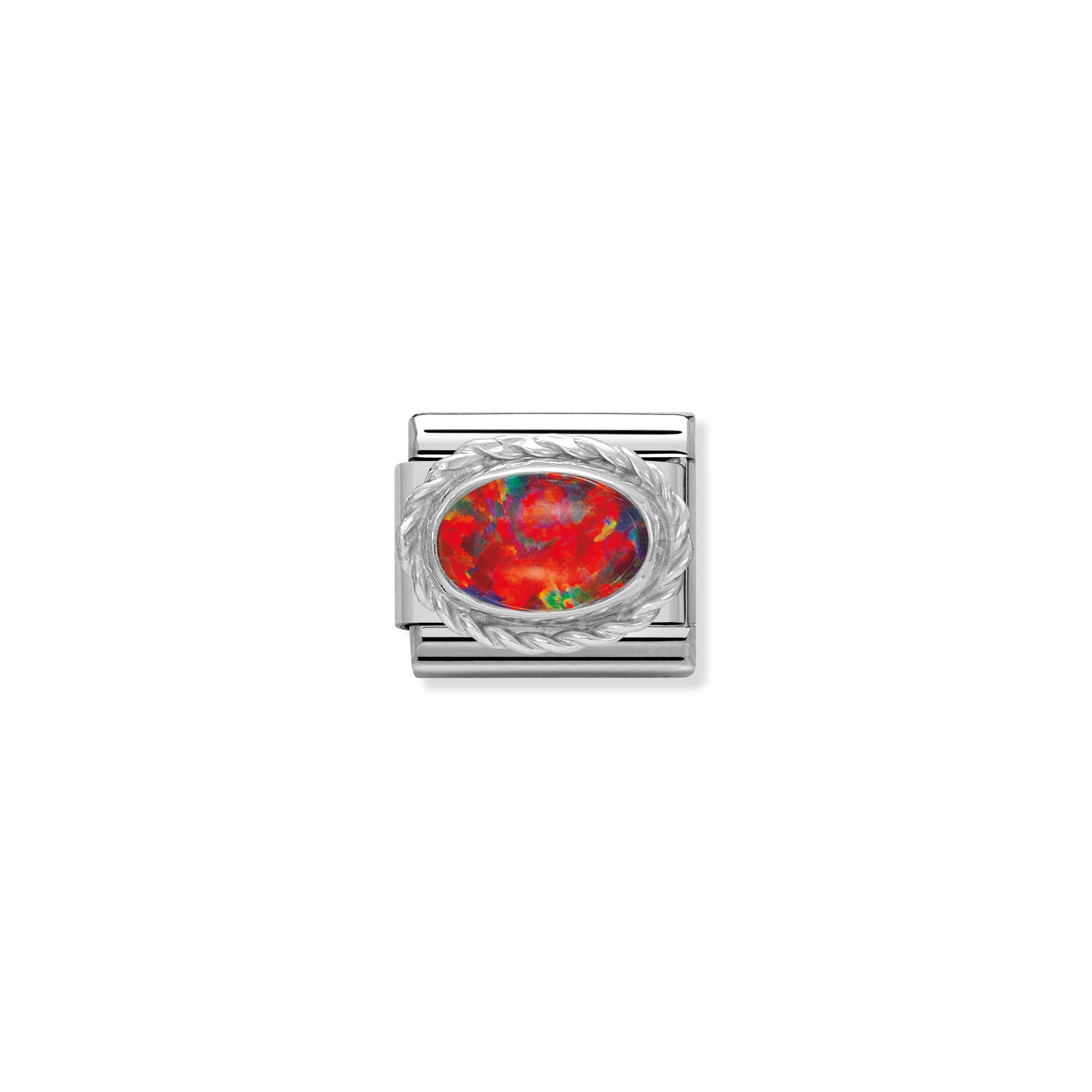 Comp. Classic Hard Stones Stainless Steel, Rich 925 Sterling Silver Setting Red Opal