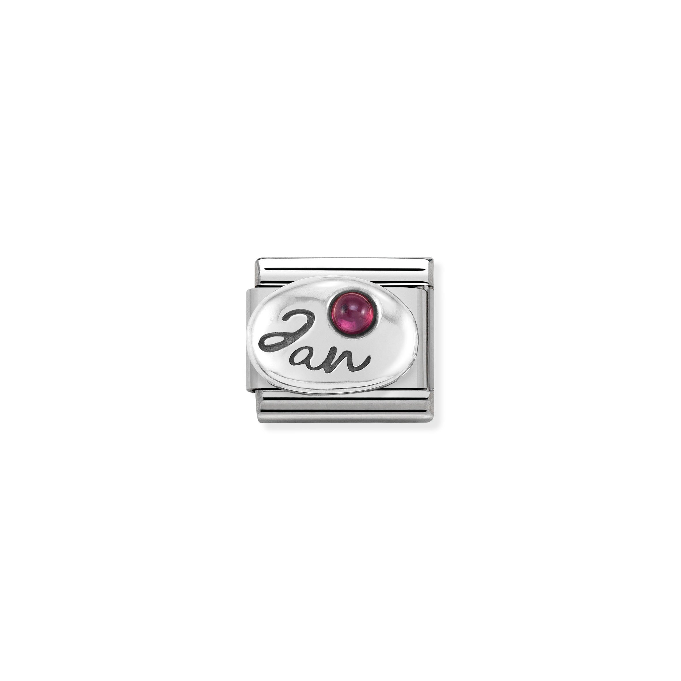 Composable Classic Symbols In St.Steel, 925 Sterling Silver And Stones January Garnet
