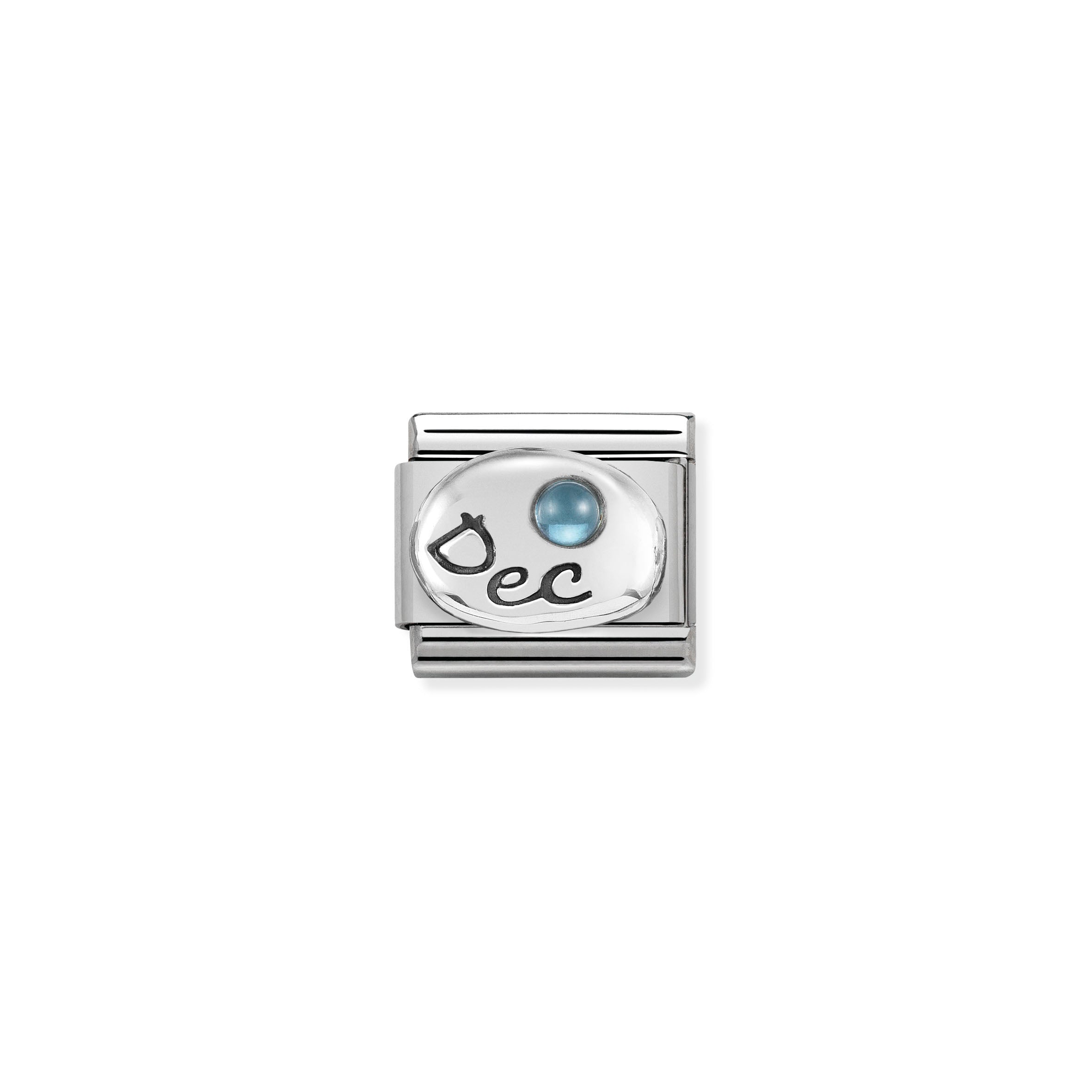 Composable Classic Symbols In St.Steel, 925 Sterling Silver And Stones December Light Blue Topaz