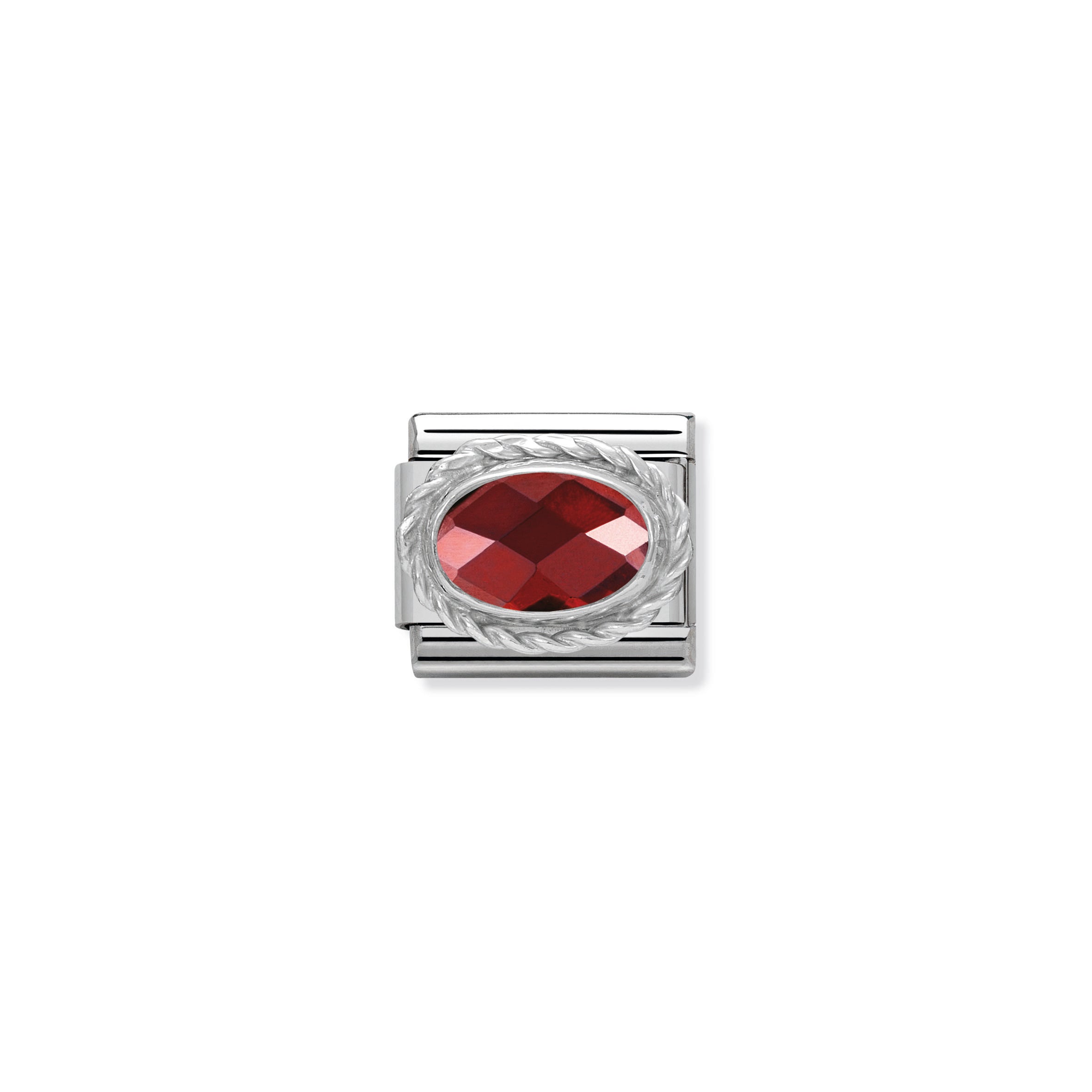Composable Classic Faceted Cz In Stainless Steel With 925 Sterling Silver Setting And Detail Red