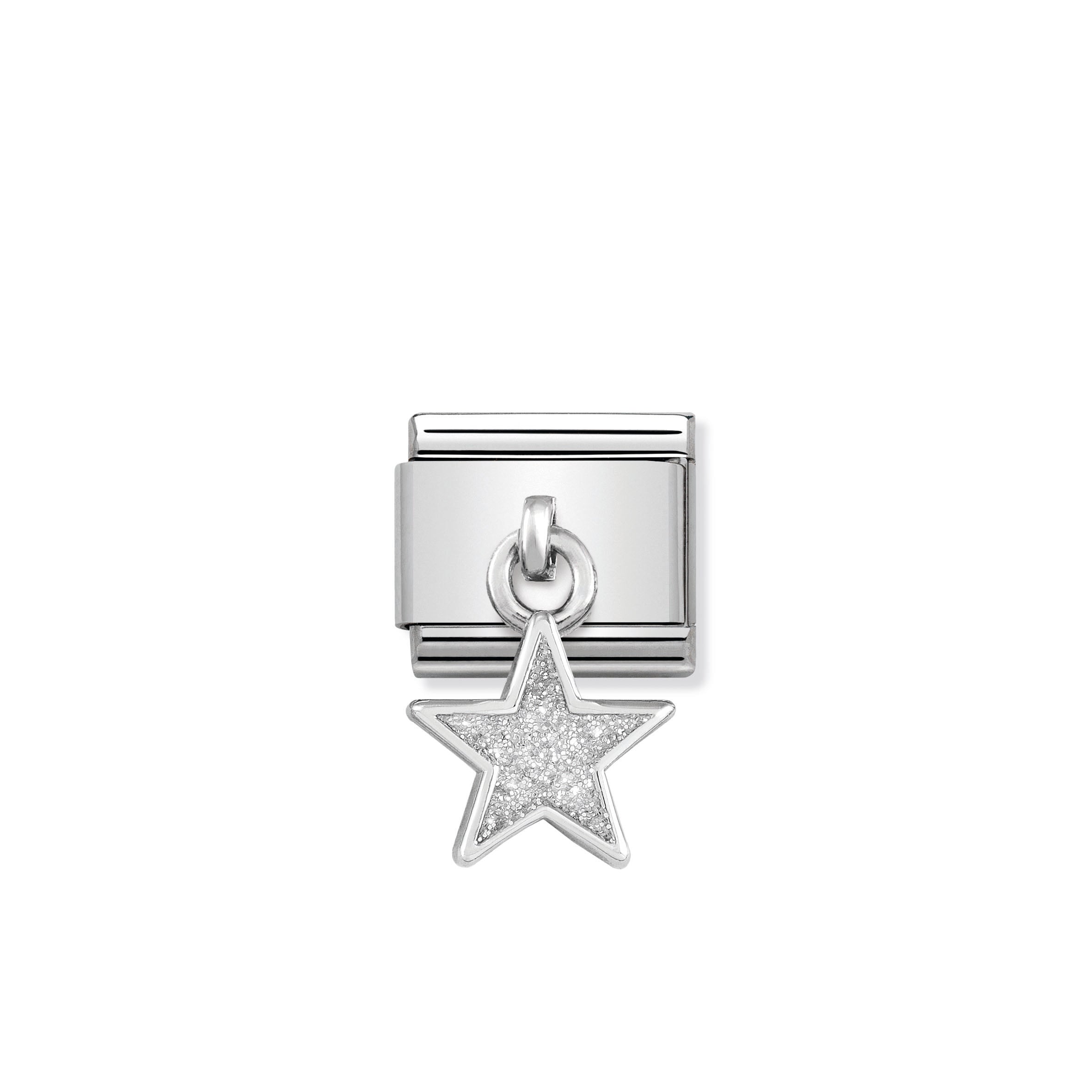 Composable Classic Charms Steel, 925 Sterling Silver And Enamel Glitter Star
