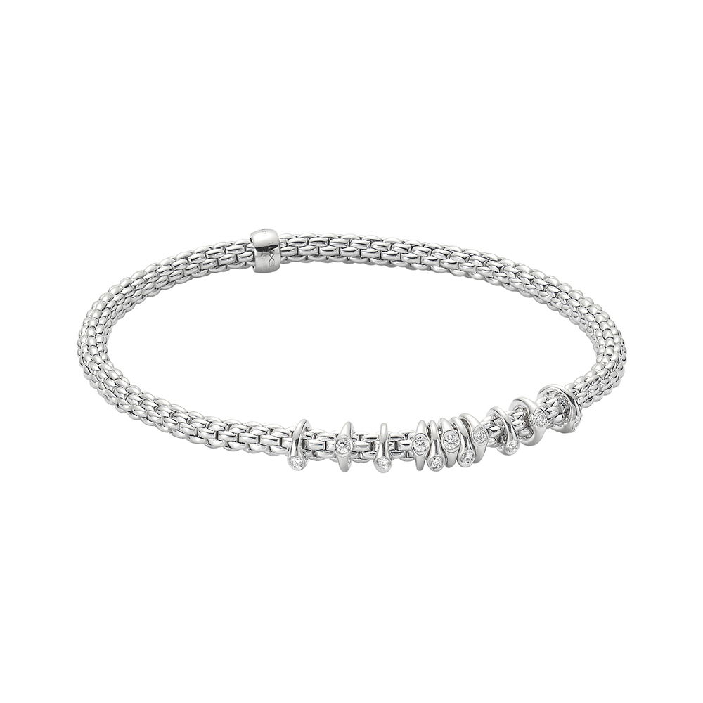 Fope
Prima Flex'It Bracelet in White Gold with Dew Drop Floating Diamonds - Size M (17 cm) 74708BX_BB_B_XBX_00M