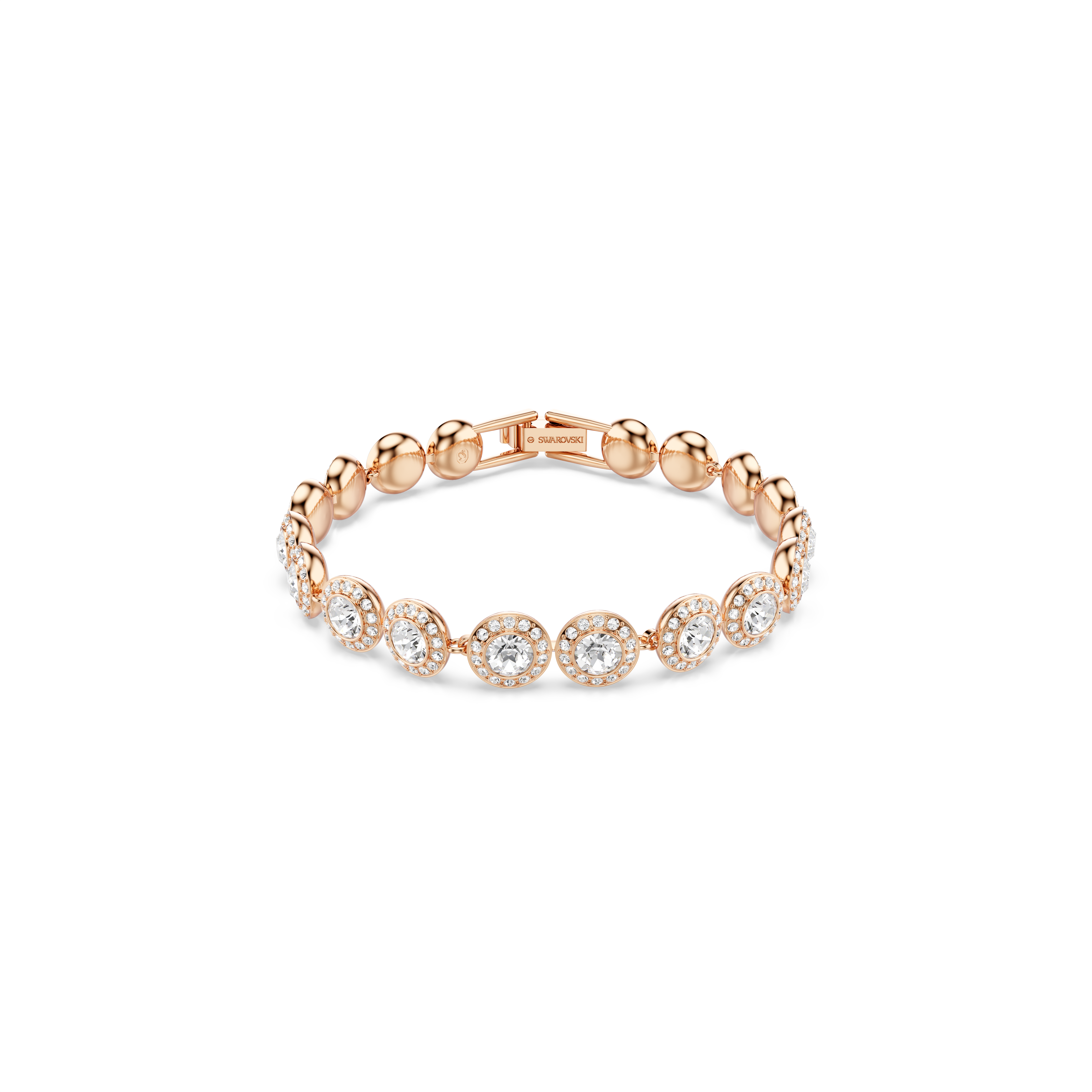 Swarovski Una Angelic bracelet, Round cut, Pavé, Medium, White, Rose gold-tone plated 5240513