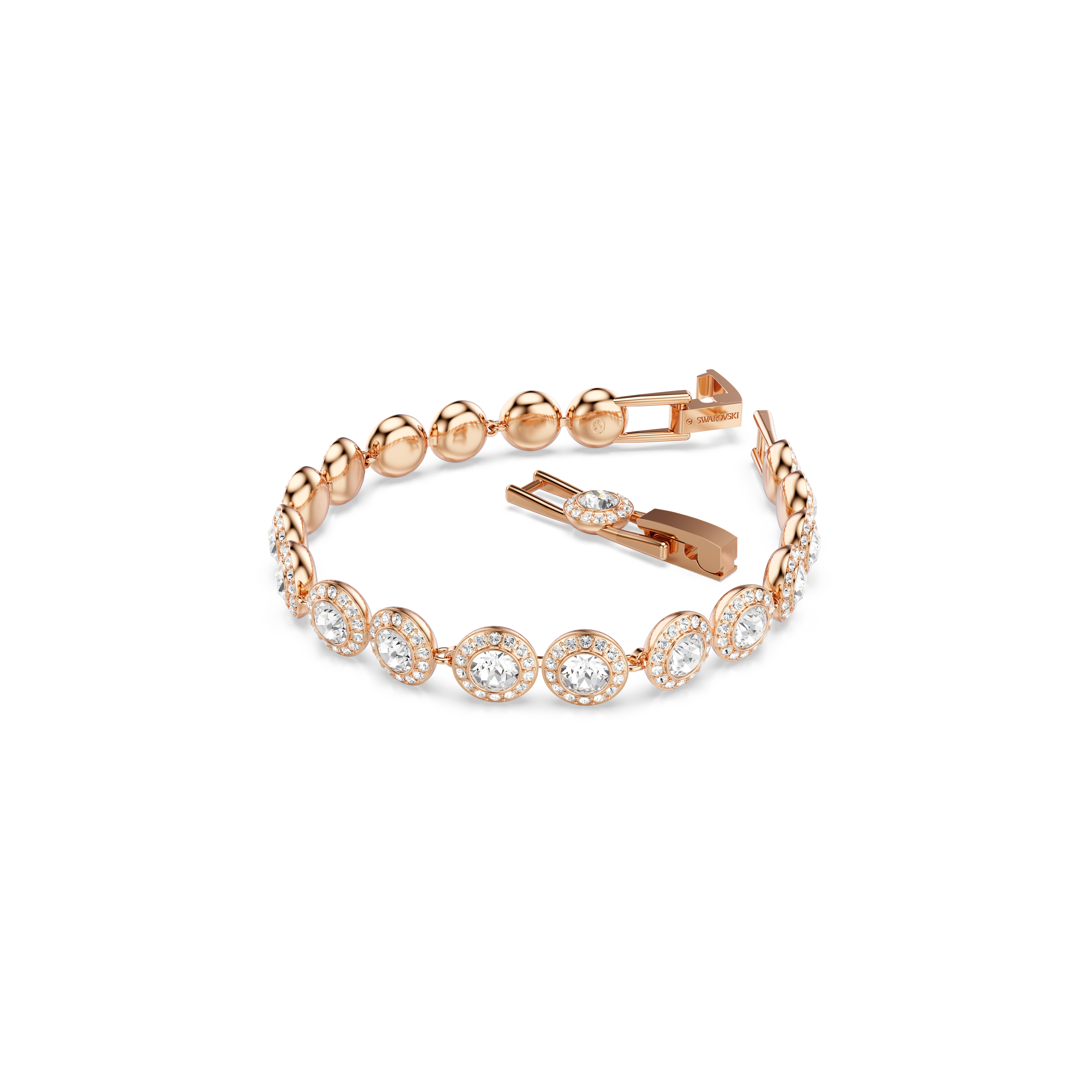 Swarovski Una Angelic bracelet, Round cut, Pavé, Medium, White, Rose gold-tone plated 5240513