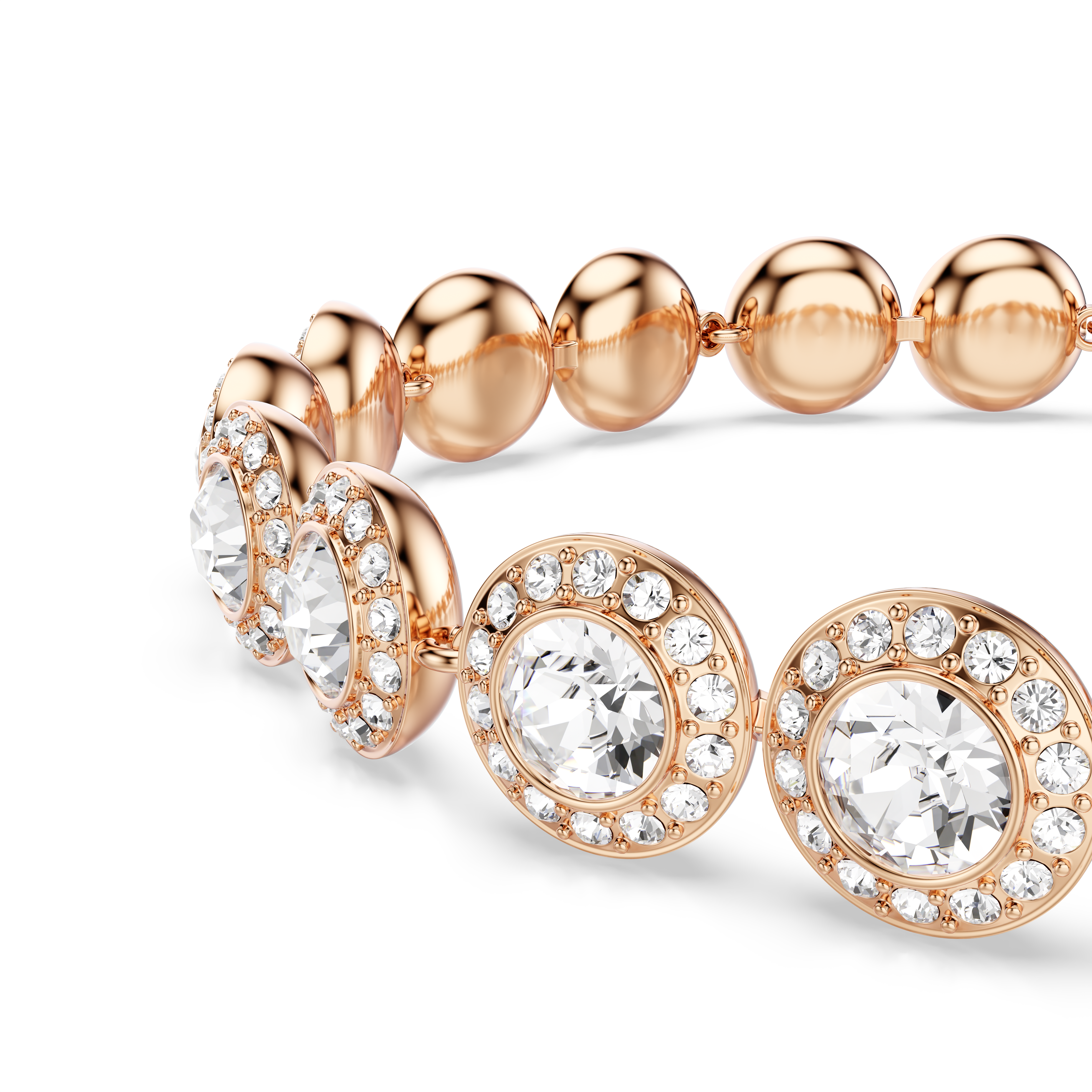 Swarovski Una Angelic bracelet, Round cut, Pavé, Medium, White, Rose gold-tone plated 5240513