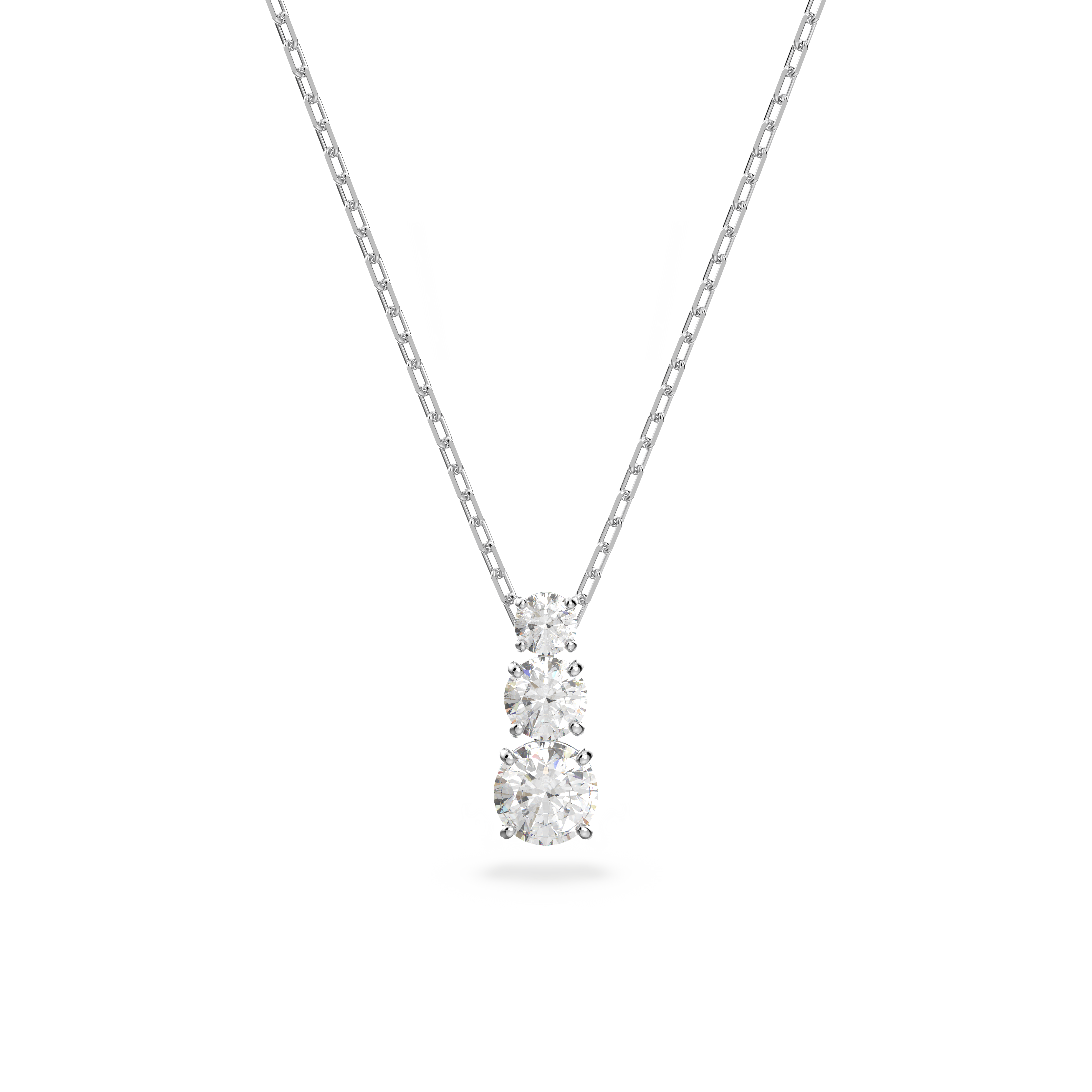 Swarovski Stilla Attract pendant, Round cut, White, Rhodium plated 5414970