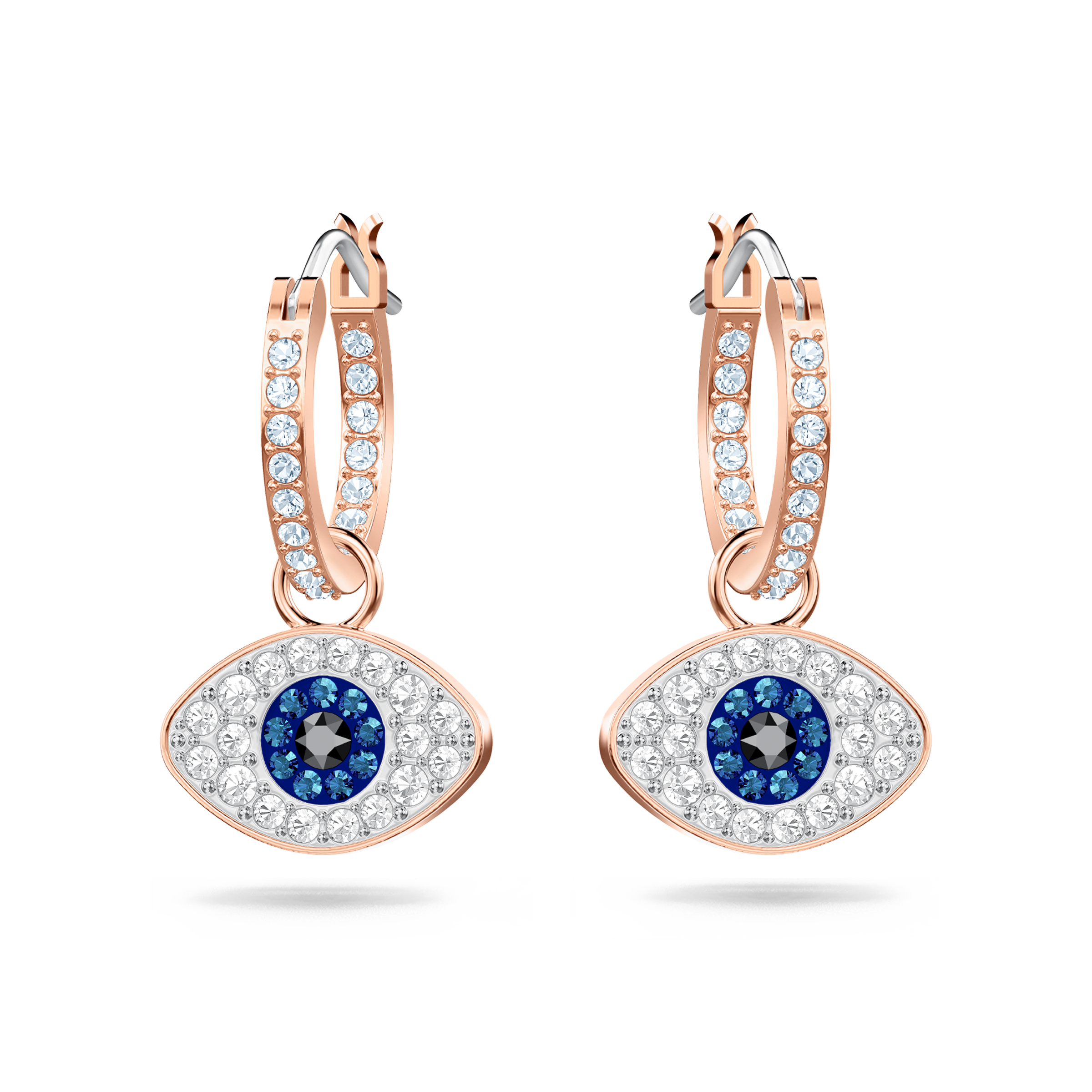 Swarovski Symbolica hoop earrings, Evil eye, Blue, Rose gold-tone plated 5425857