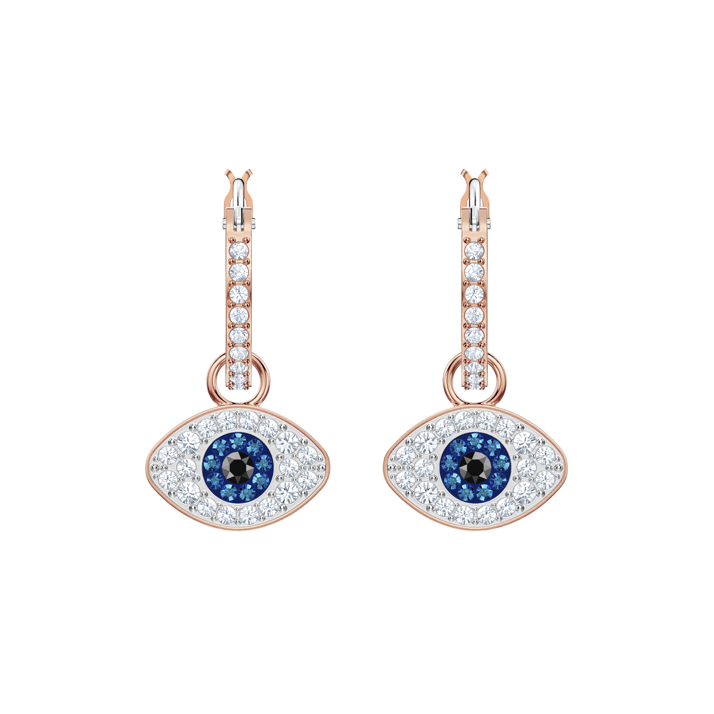 Swarovski Symbolica hoop earrings, Evil eye, Blue, Rose gold-tone plated 5425857