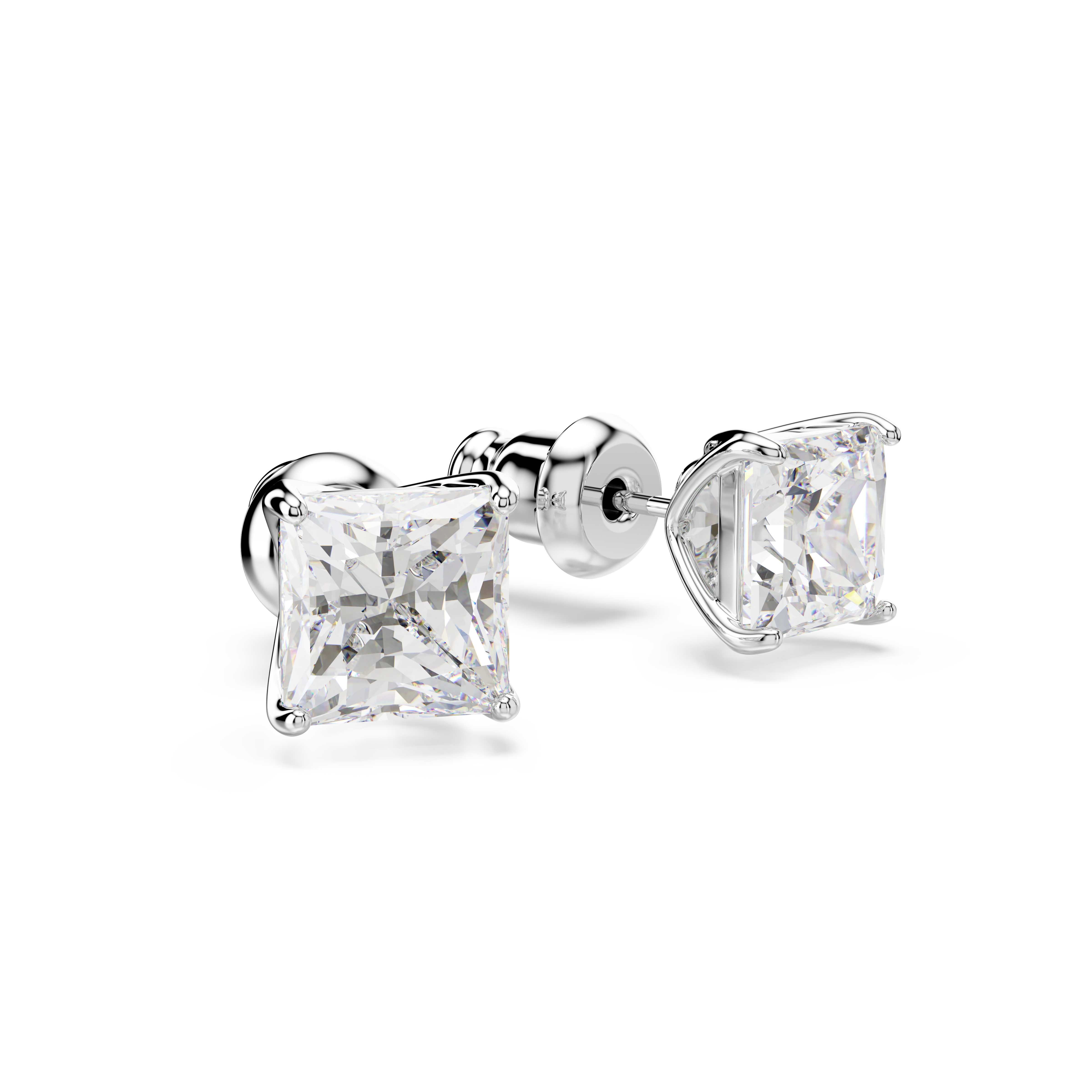 Swarovski Stilla Attract stud earrings, Square cut, White, Rhodium plated 5430365