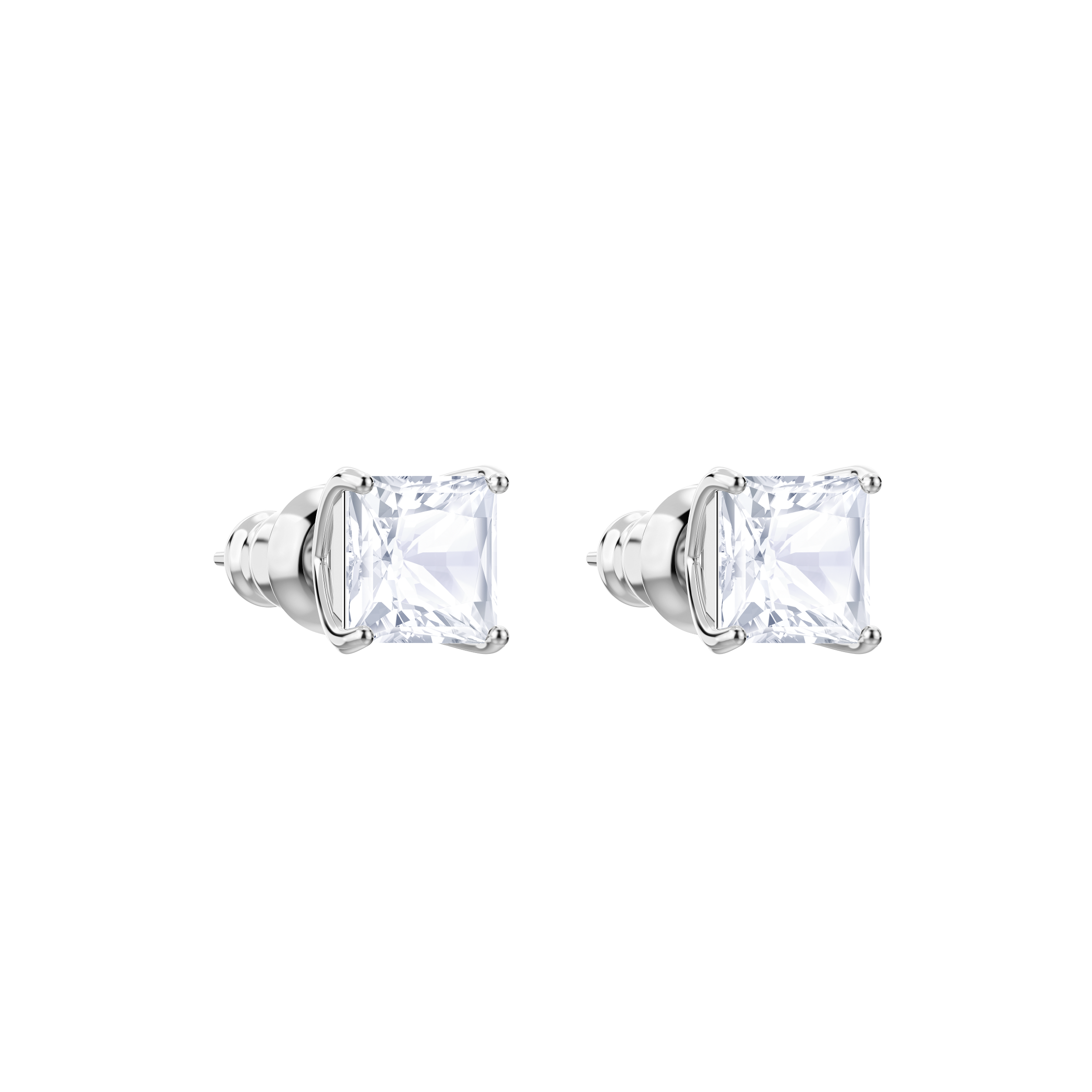 SWAROVSKI ATTRACT STUD EARRINGS, SQUARE CUT, WHITE, RHODIUM PLATED 5430365