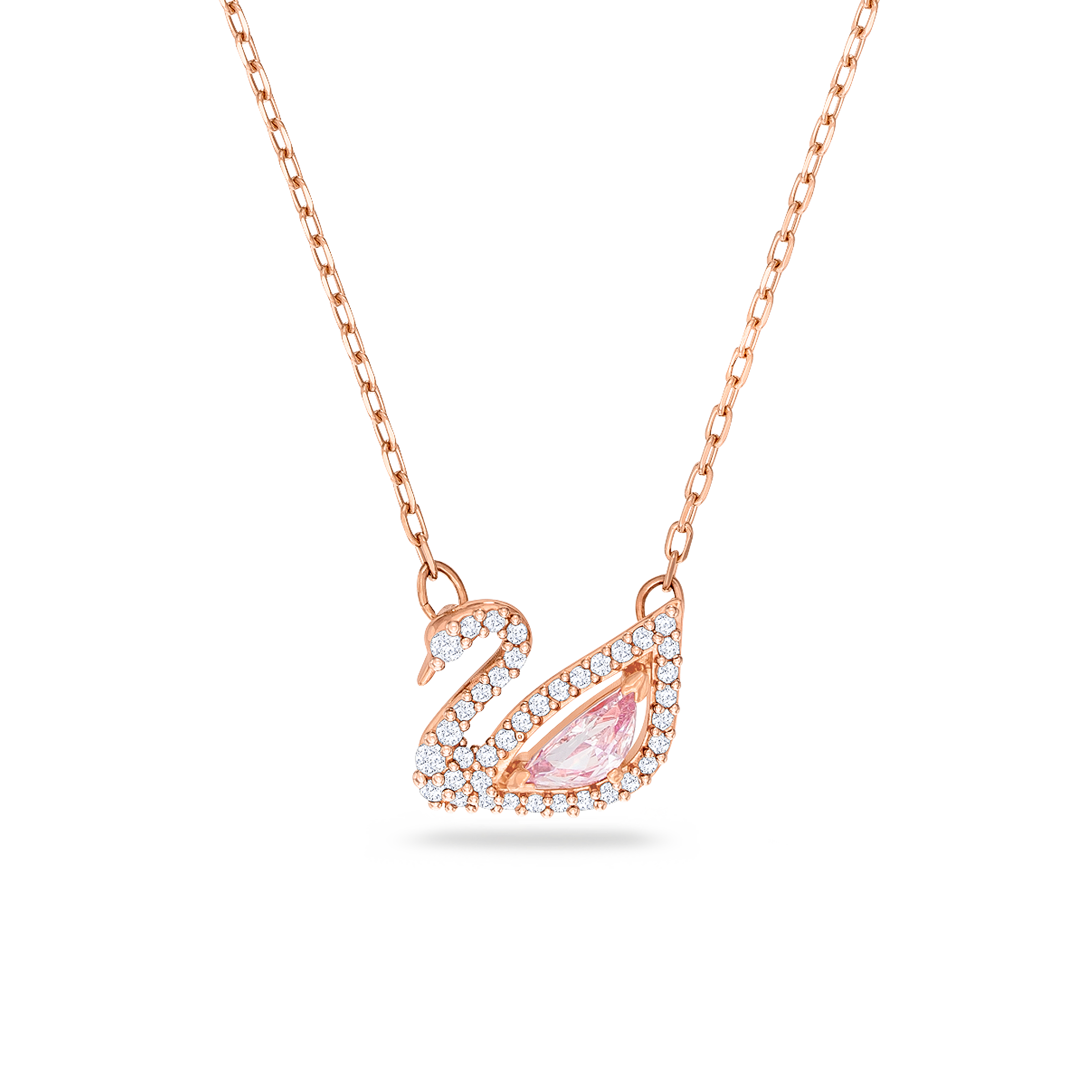 SWAROVSKI DAZZLING SWAN NECKLACE, SWAN, PINK, ROSE GOLD-TONE PLATED 5469989