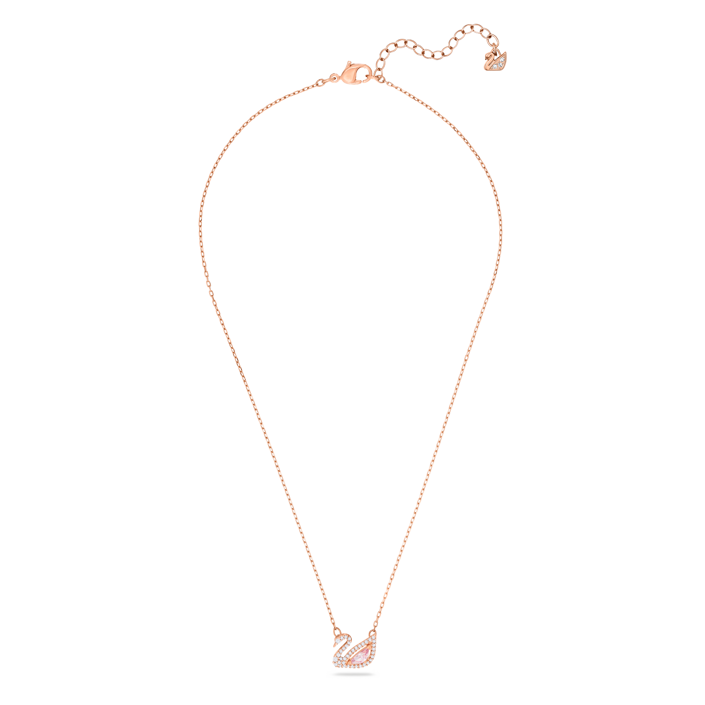 SWAROVSKI DAZZLING SWAN NECKLACE, SWAN, PINK, ROSE GOLD-TONE PLATED 5469989