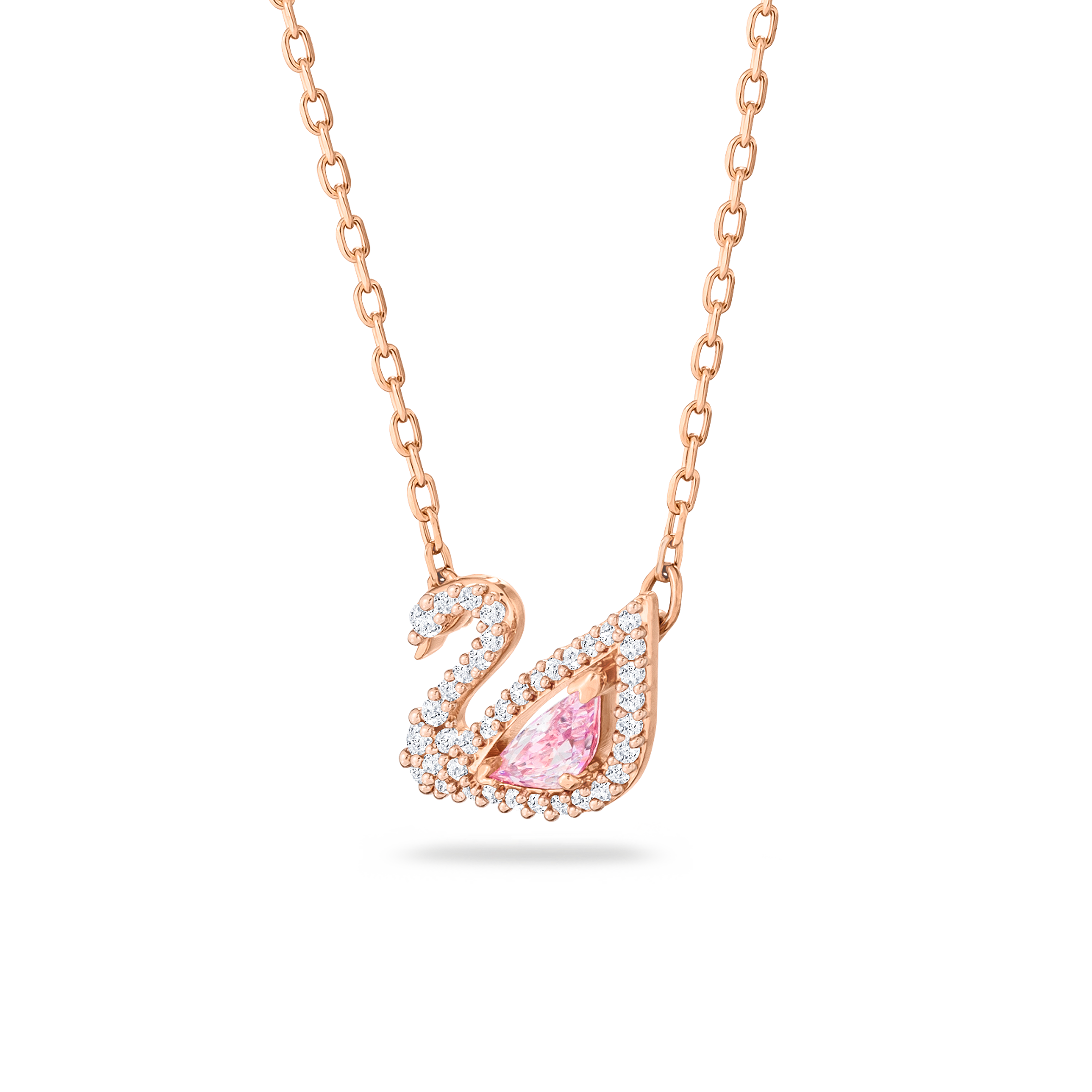 SWAROVSKI DAZZLING SWAN NECKLACE, SWAN, PINK, ROSE GOLD-TONE PLATED 5469989