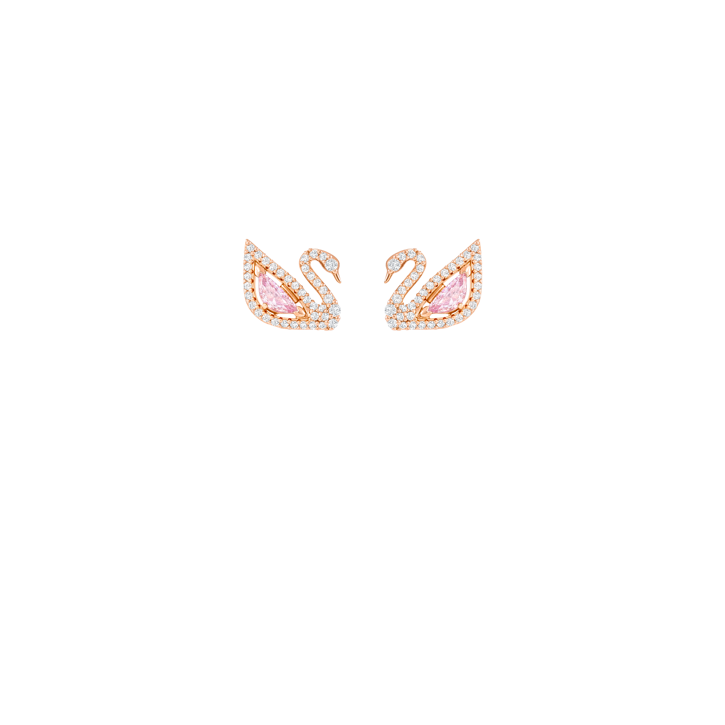 SWAROVSKI DAZZLING SWAN DROP EARRINGS, SWAN, PINK, ROSE GOLD-TONE PLATED 5469990