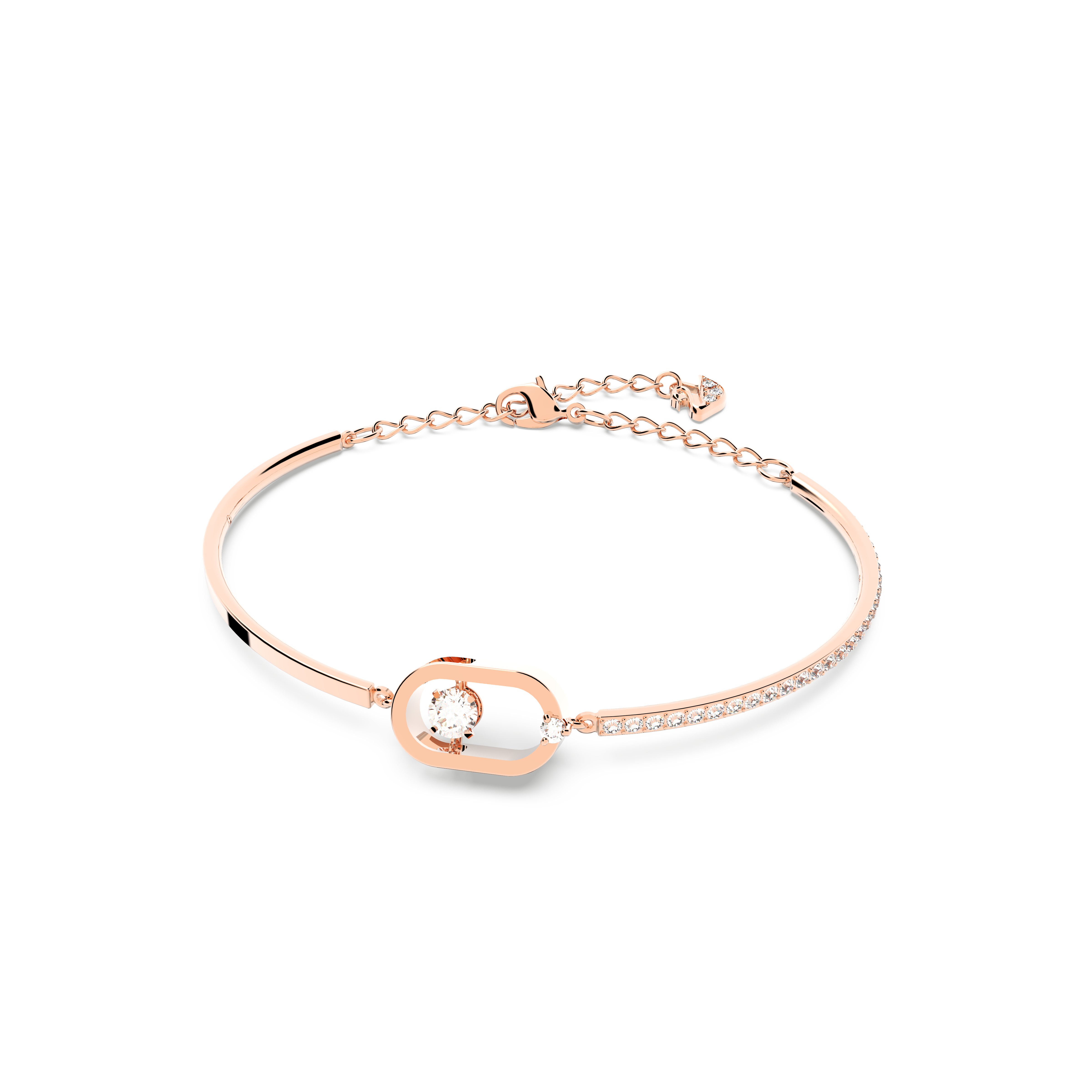 Swarovski Una bracelet, Round cut, Oval shape, White, Rose gold-tone plated 5472382