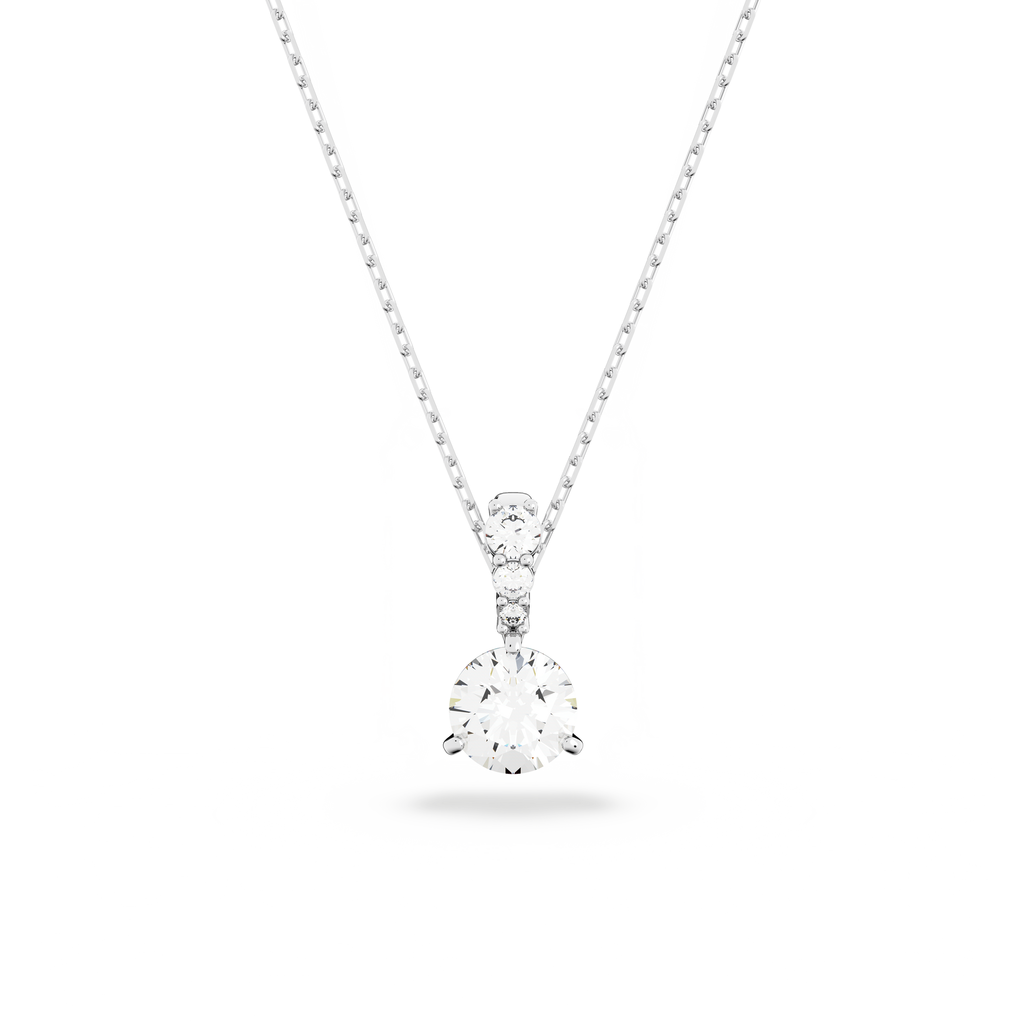 Swarovski Solitaire pendant, Round cut, White, Rhodium
