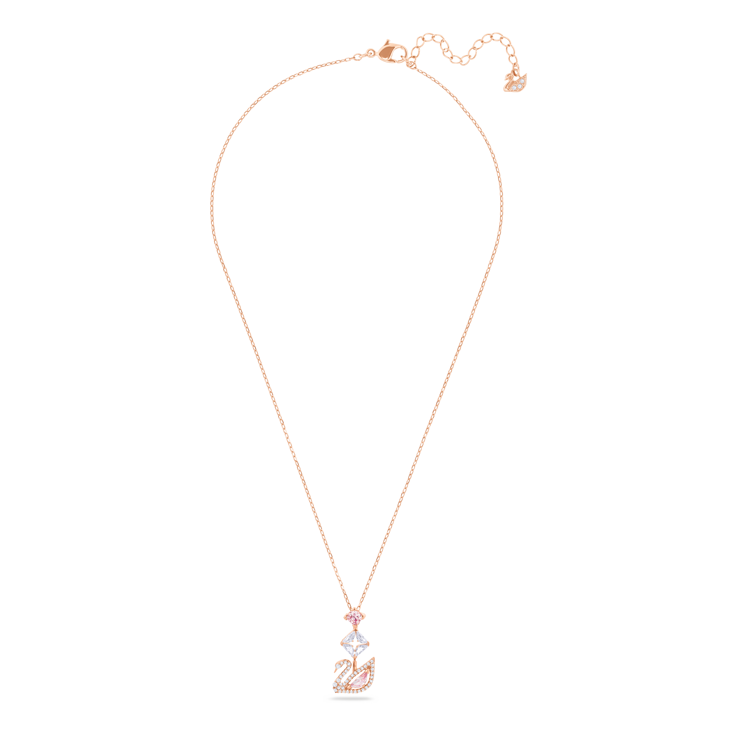 SWAROVSKI DAZZLING SWAN Y NECKLACE, SWAN, PINK, ROSE GOLD-TONE PLATED 5473024