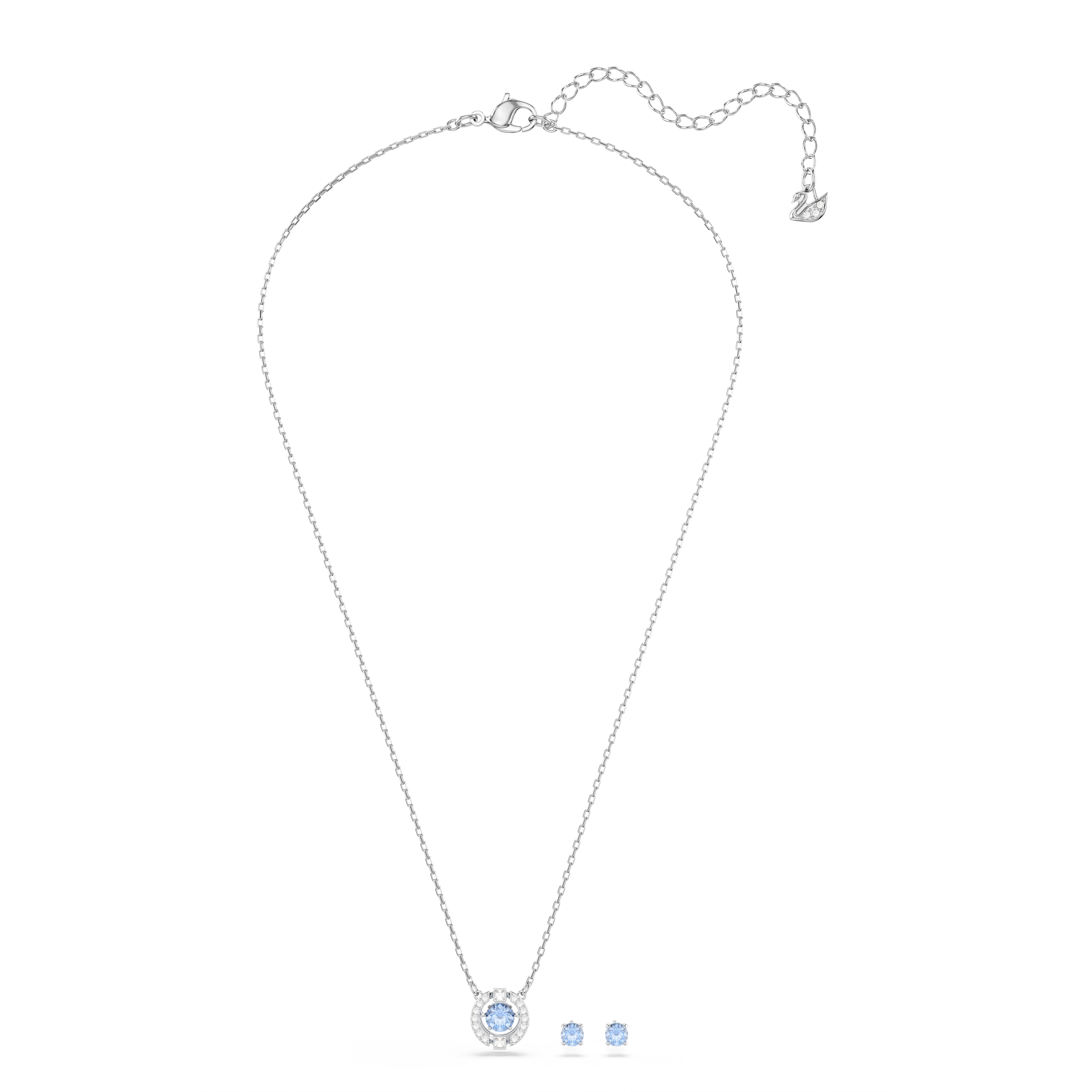 Swarovski Una set, Round cut, Blue, Rhodium plated 5480485