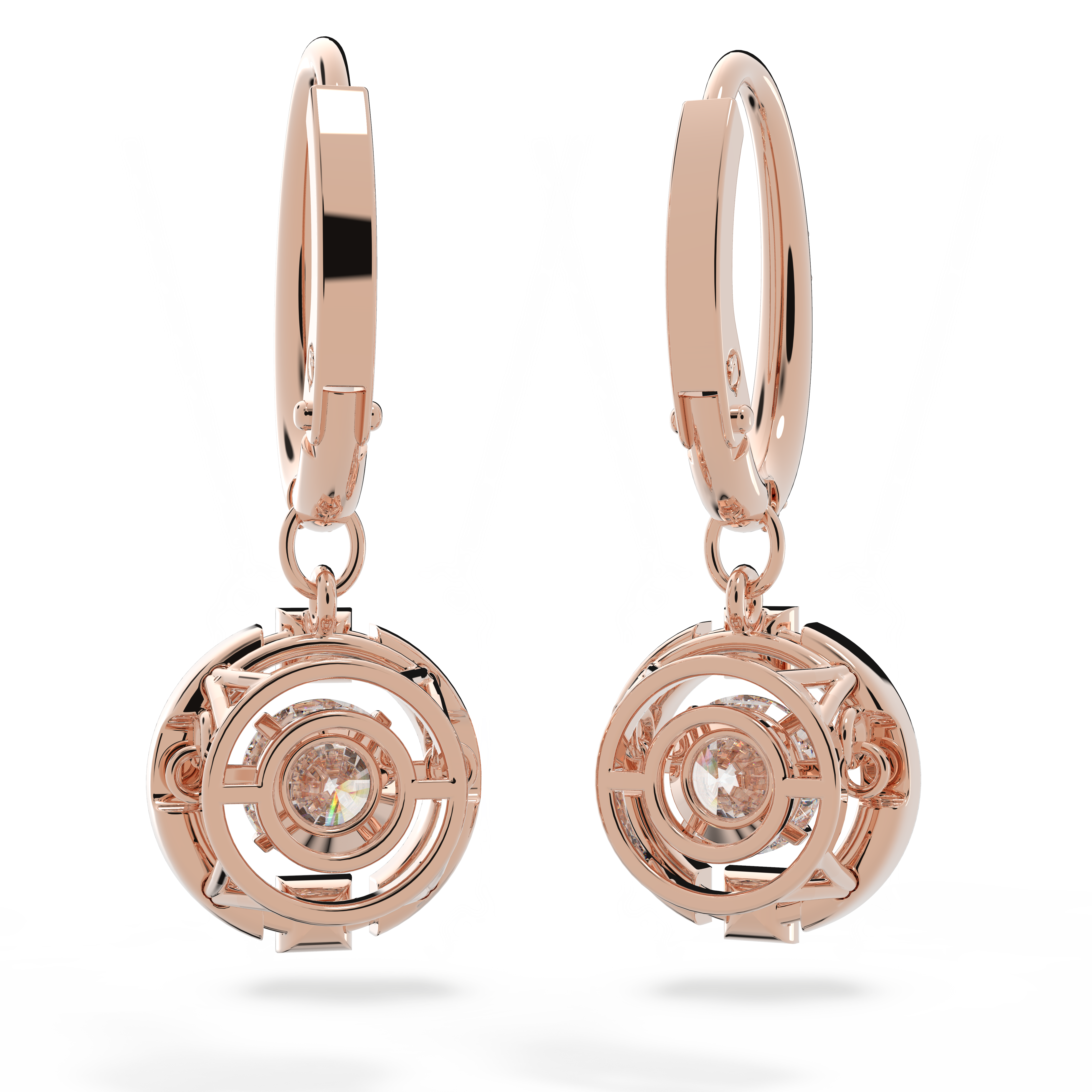 Swarovski Una drop earrings, Round cut, White, Rose gold-tone plated 5504753