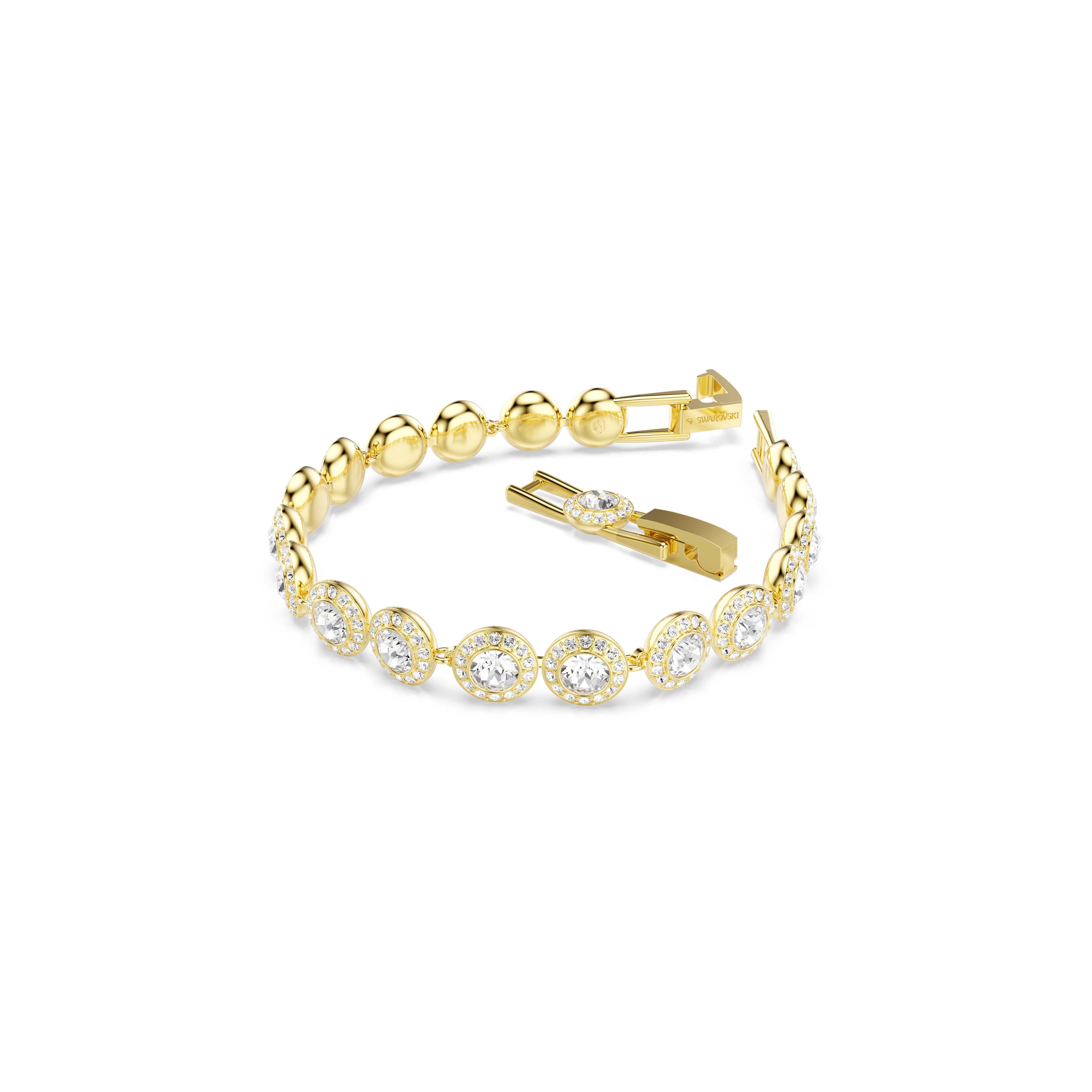 Swarovski Una Angelic bracelet, Round cut, Pavé, Medium, White, Gold-tone plated 5505469