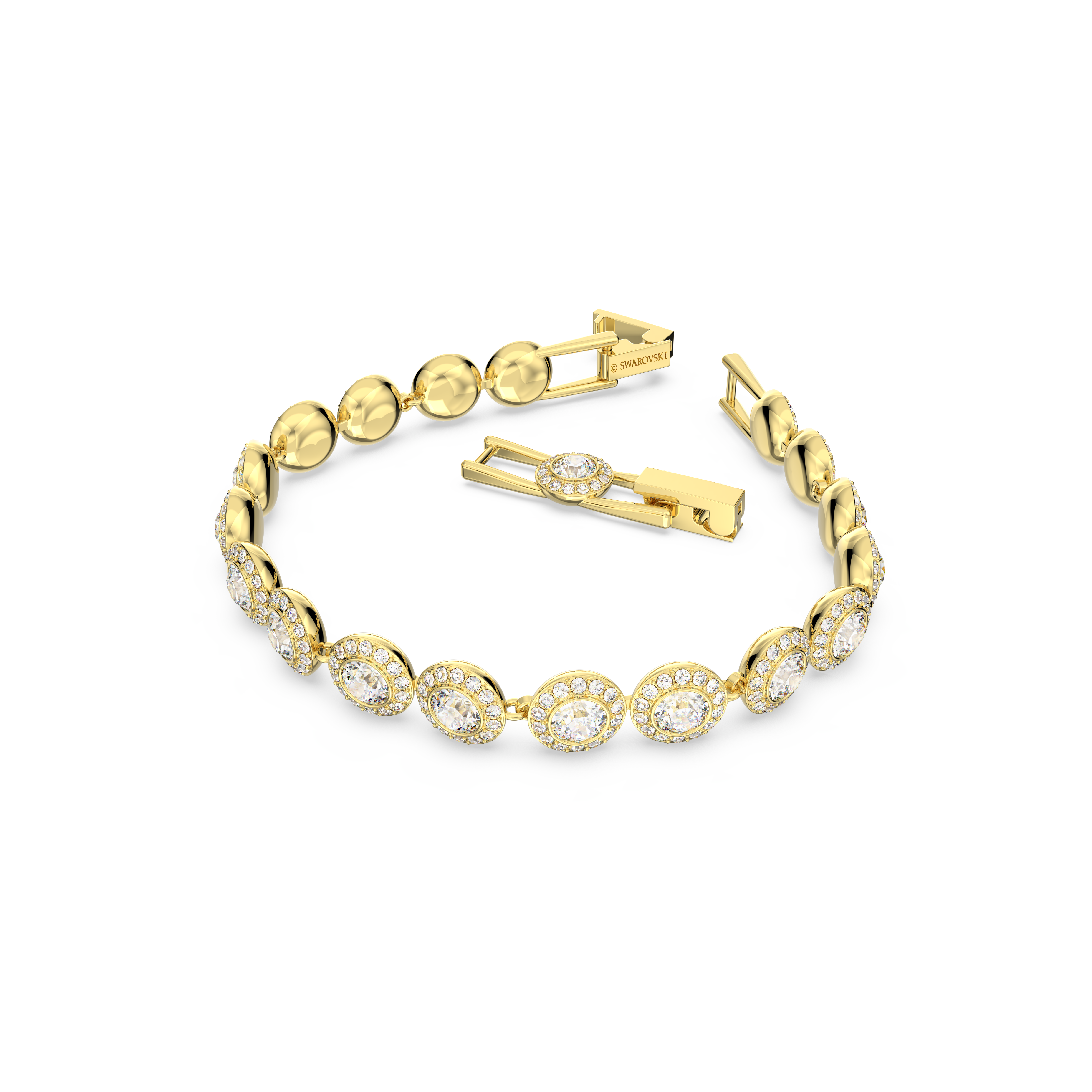 SWAROVSKI ANGELIC BRACELET, ROUND CUT, PAVÉ, MEDIUM, WHITE, GOLD-TONE PLATED 5505469