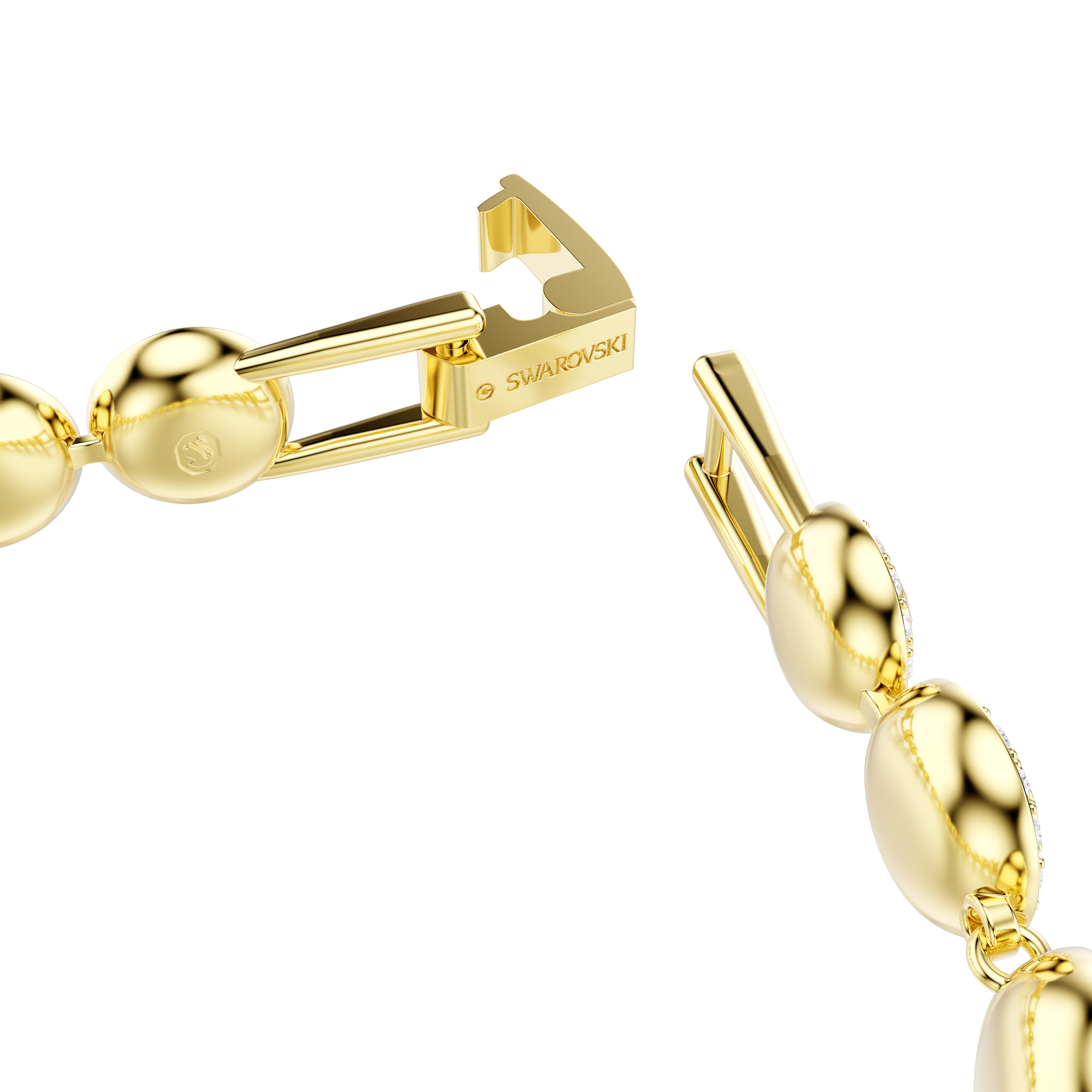 Swarovski Una Angelic bracelet, Round cut, Pavé, Medium, White, Gold-tone plated 5505469