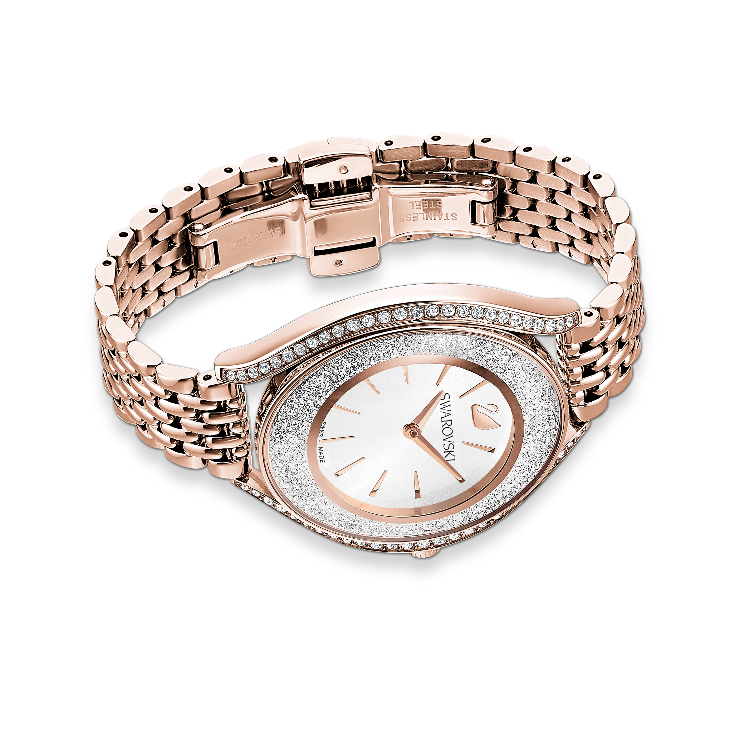 Swarovski Crystalline aura watch, Swiss Made, Metal bracelet, Rose gold tone, Rose gold-tone finish 5519459