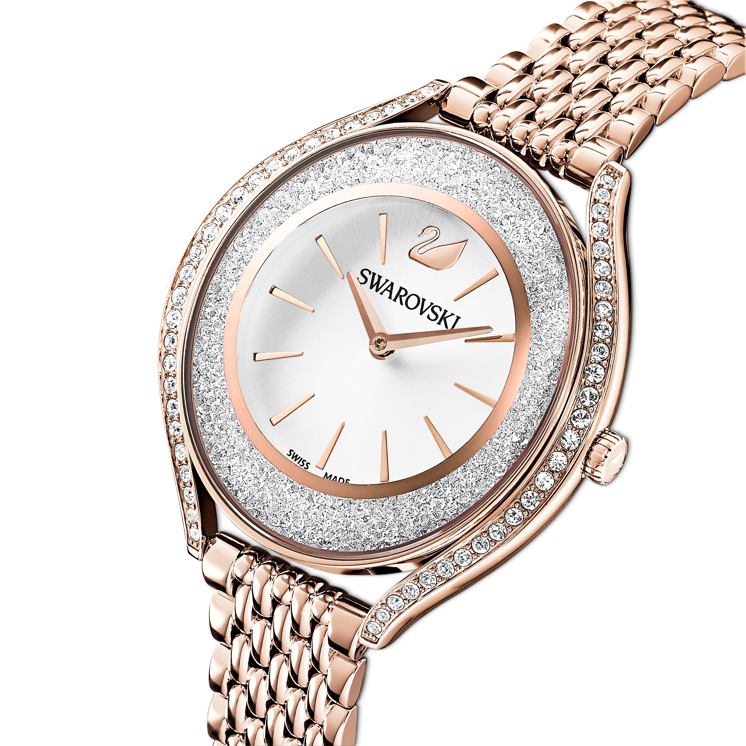 Swarovski Crystalline aura watch, Swiss Made, Metal bracelet, Rose gold tone, Rose gold-tone finish 5519459