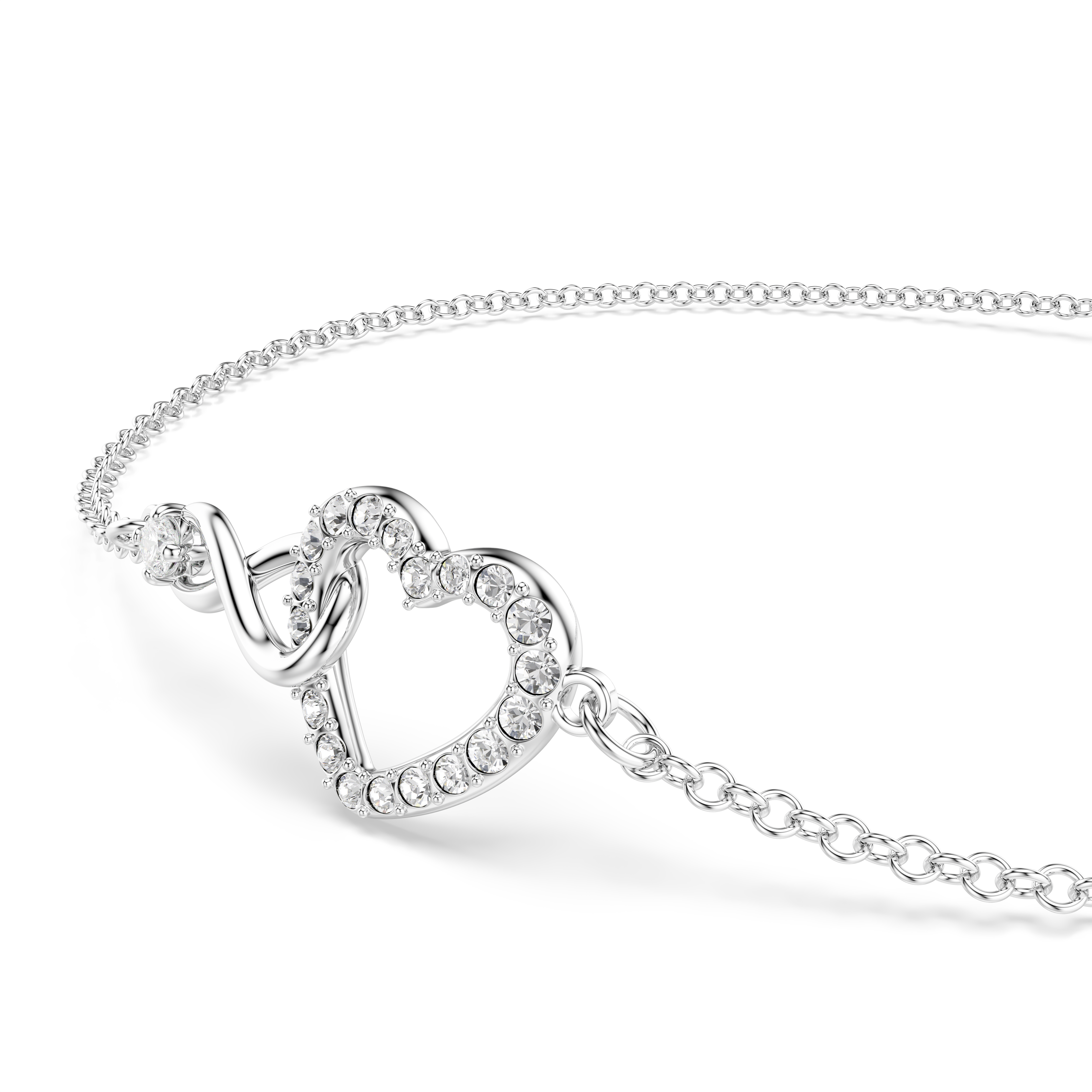 Swarovski Hyperbola bracelet, Infinity and heart, White, Rhodium plated 5524421