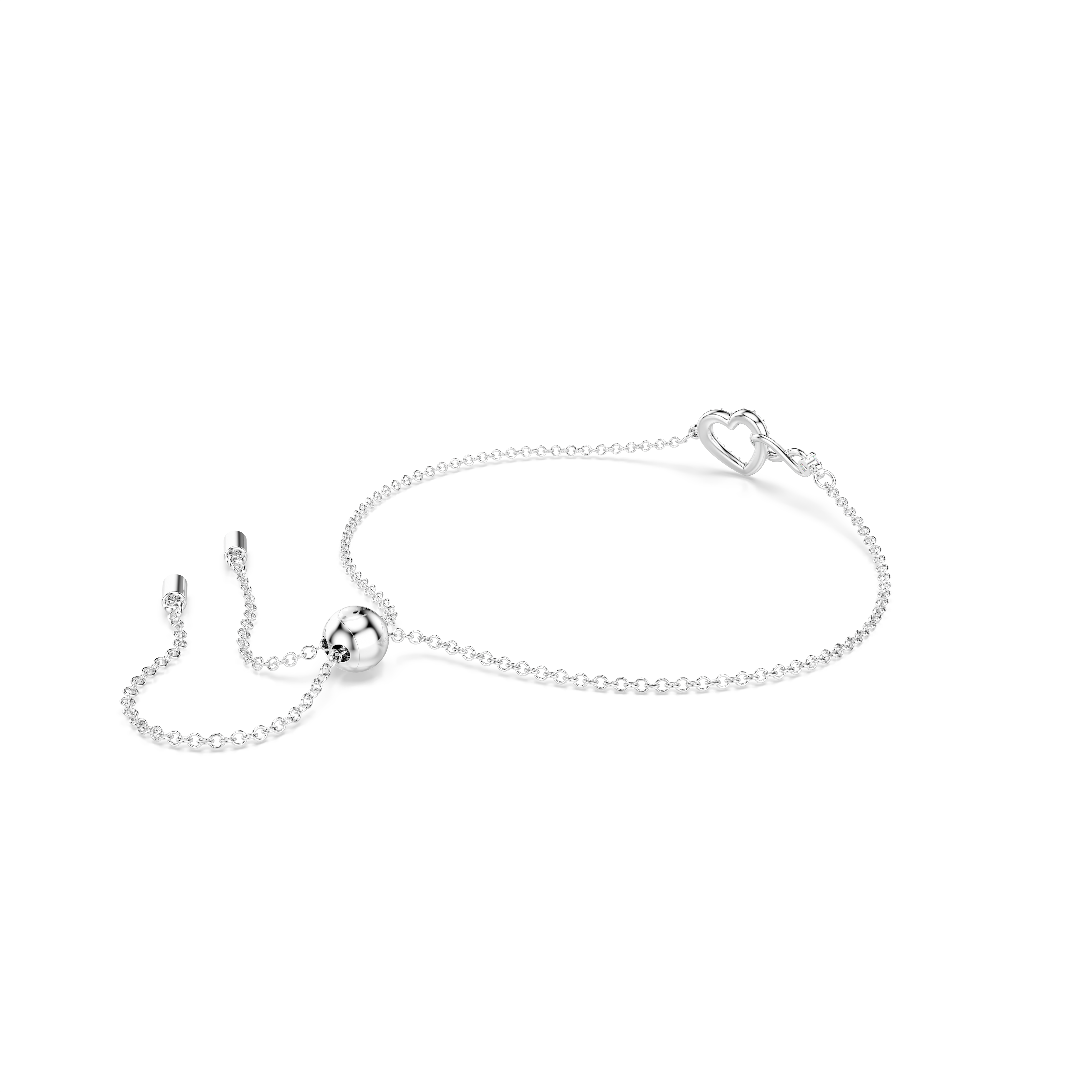 Swarovski Hyperbola bracelet, Infinity and heart, White, Rhodium plated 5524421