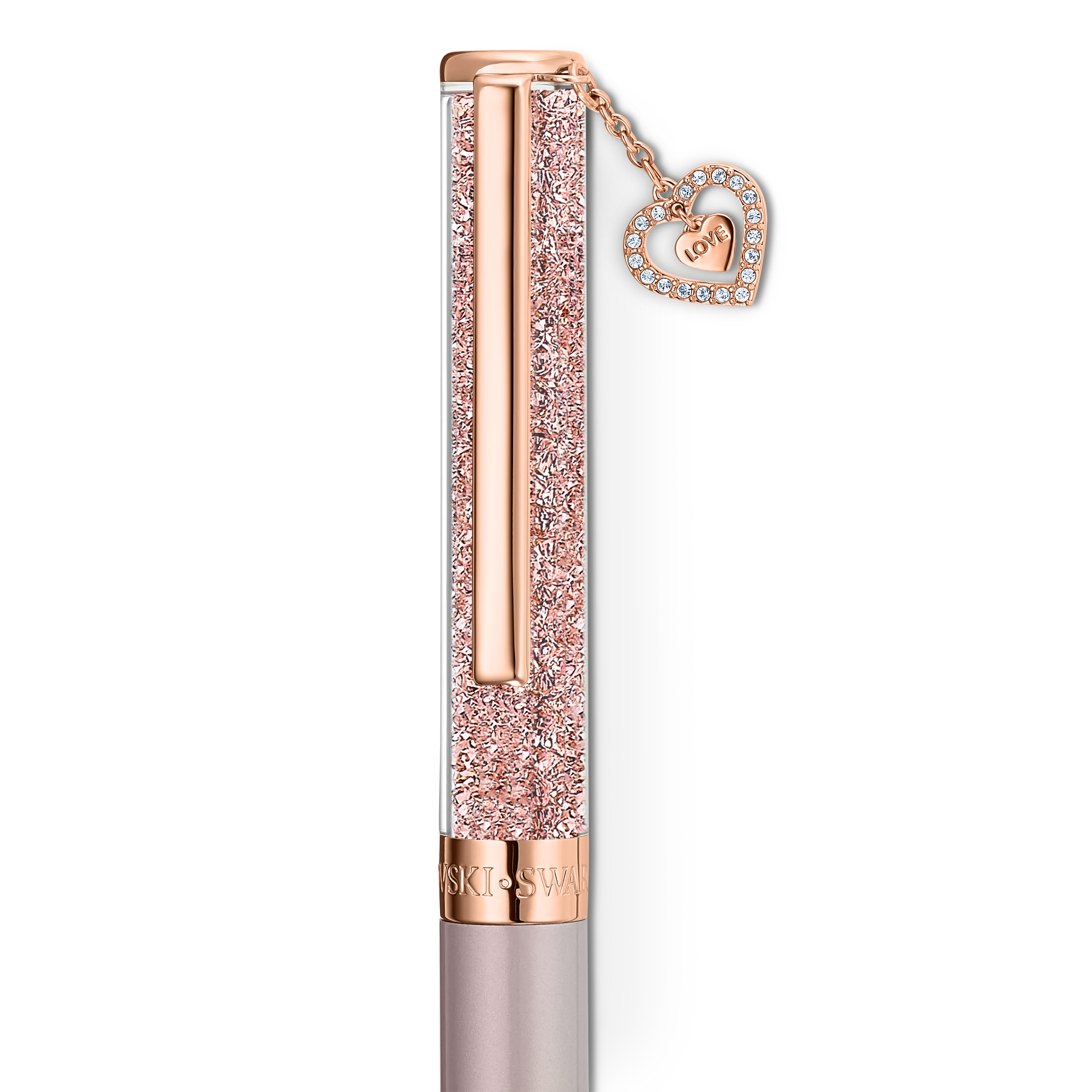 Swarovski Crystalline ballpoint pen, Heart, Rose gold tone, Pink lacquered, Rose gold-tone plated 5527536