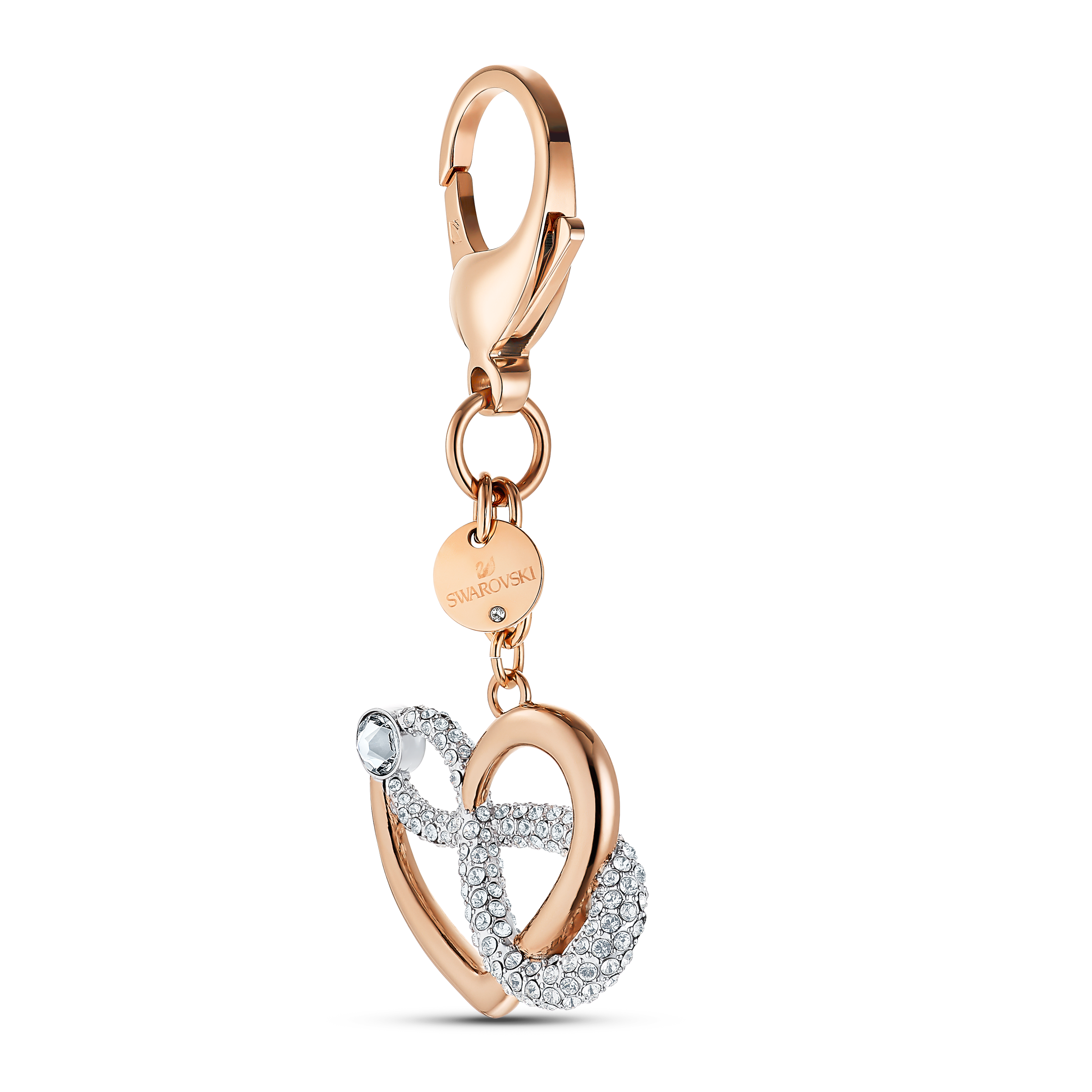 Swarovski Infinite bag charm, Infinity and heart, White, Mixed metal finish 5530885