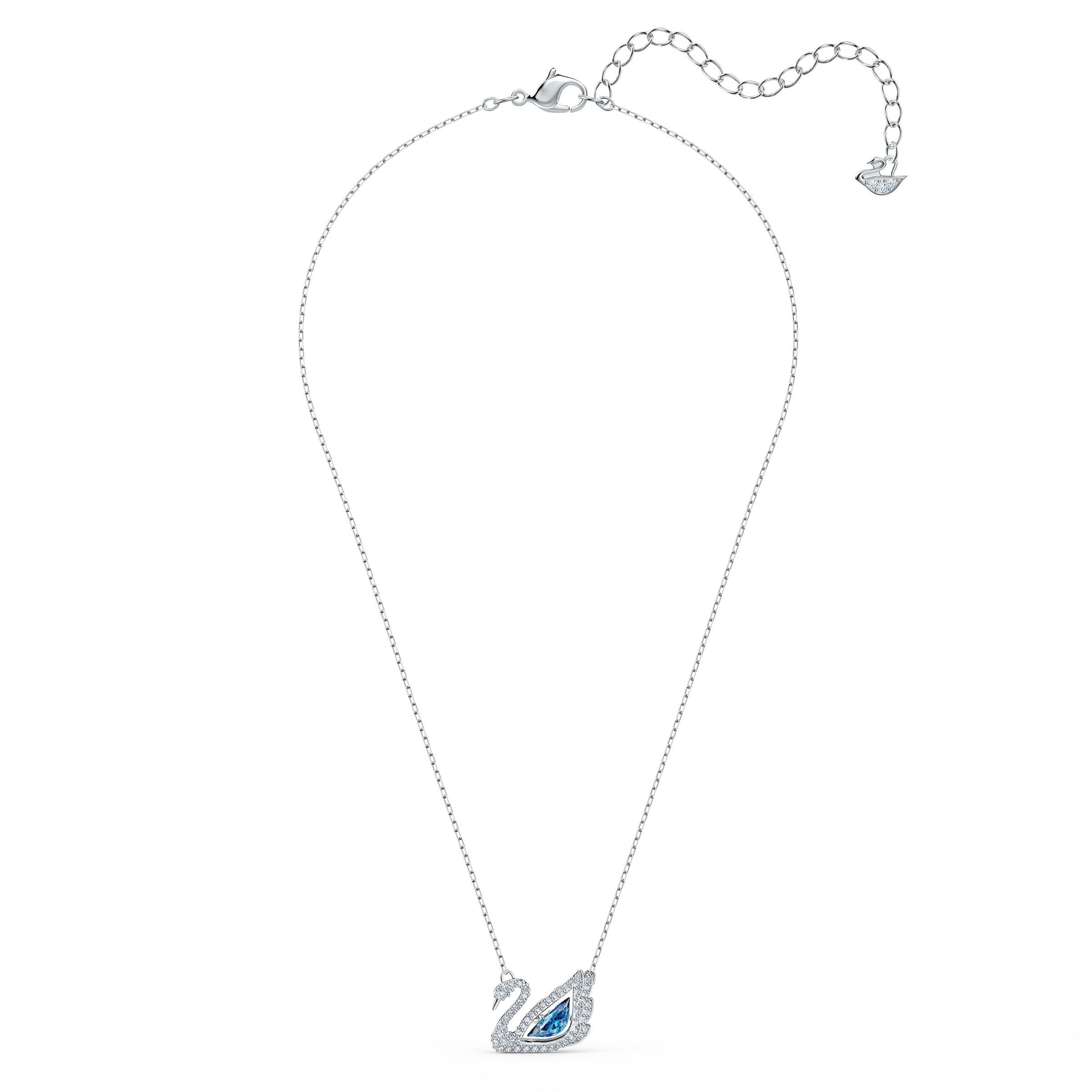 Swarovski Swan necklace, Dancing swan, Blue, Rhodium plated 5533397
