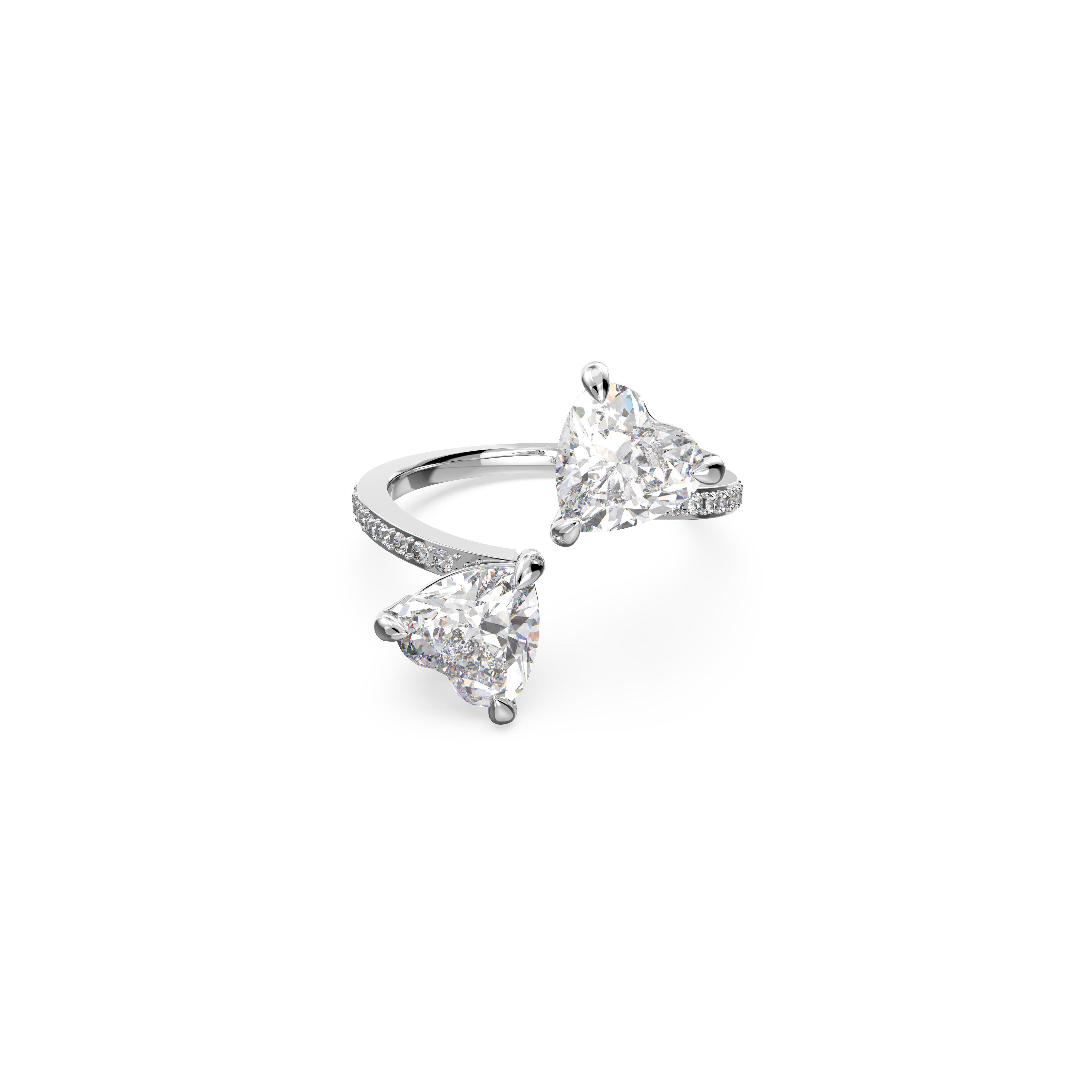 SWAROVSKI ATTRACT SOUL OPEN RING, HEART, WHITE, RHODIUM PLATED