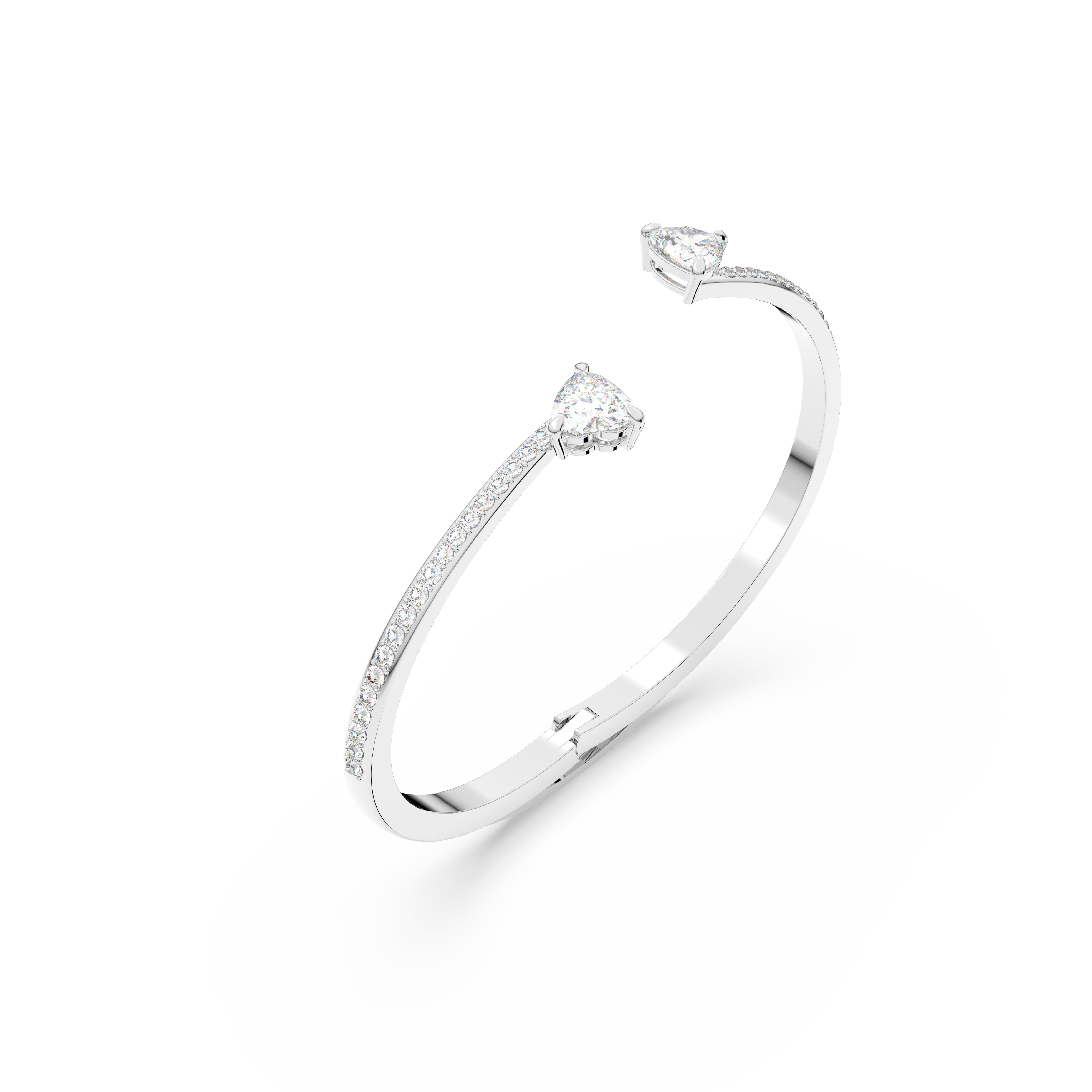 SWAROVSKI ATTRACT SOUL BANGLE, HEART, WHITE, RHODIUM PLATED