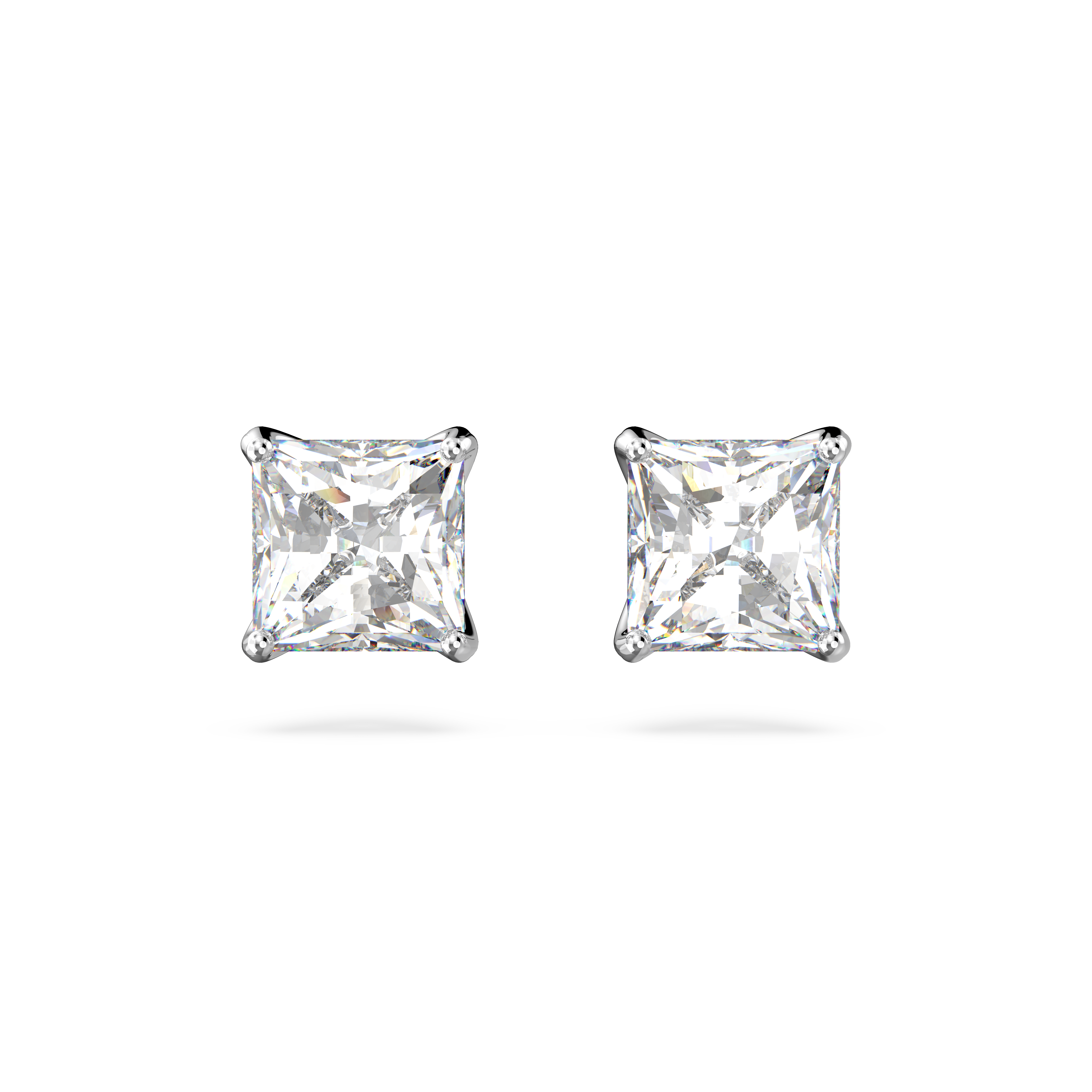 Swarovski Stilla Attract stud earrings, Square cut, White, Rhodium plated 5537868