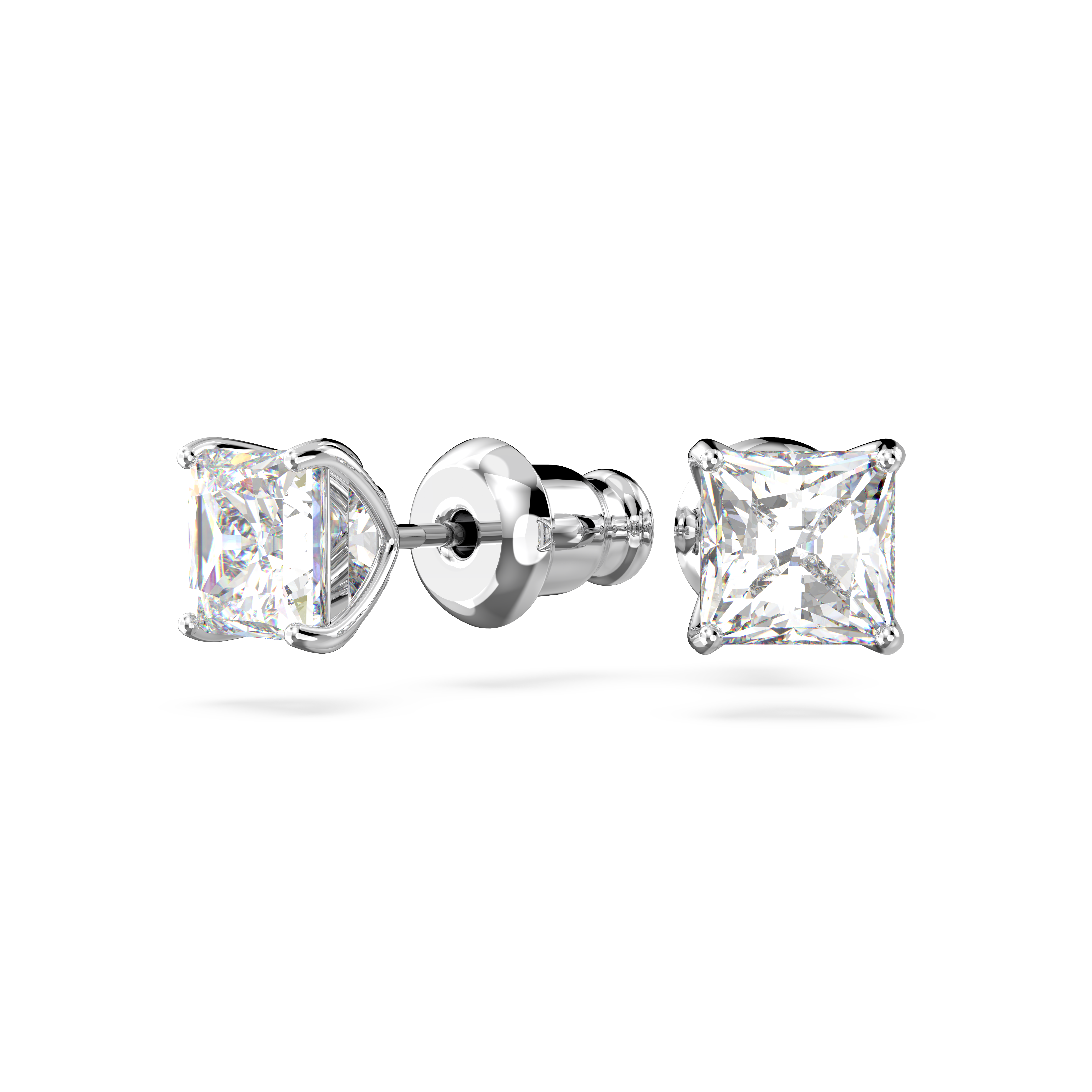 Swarovski Stilla Attract stud earrings, Square cut, White, Rhodium plated 5537868