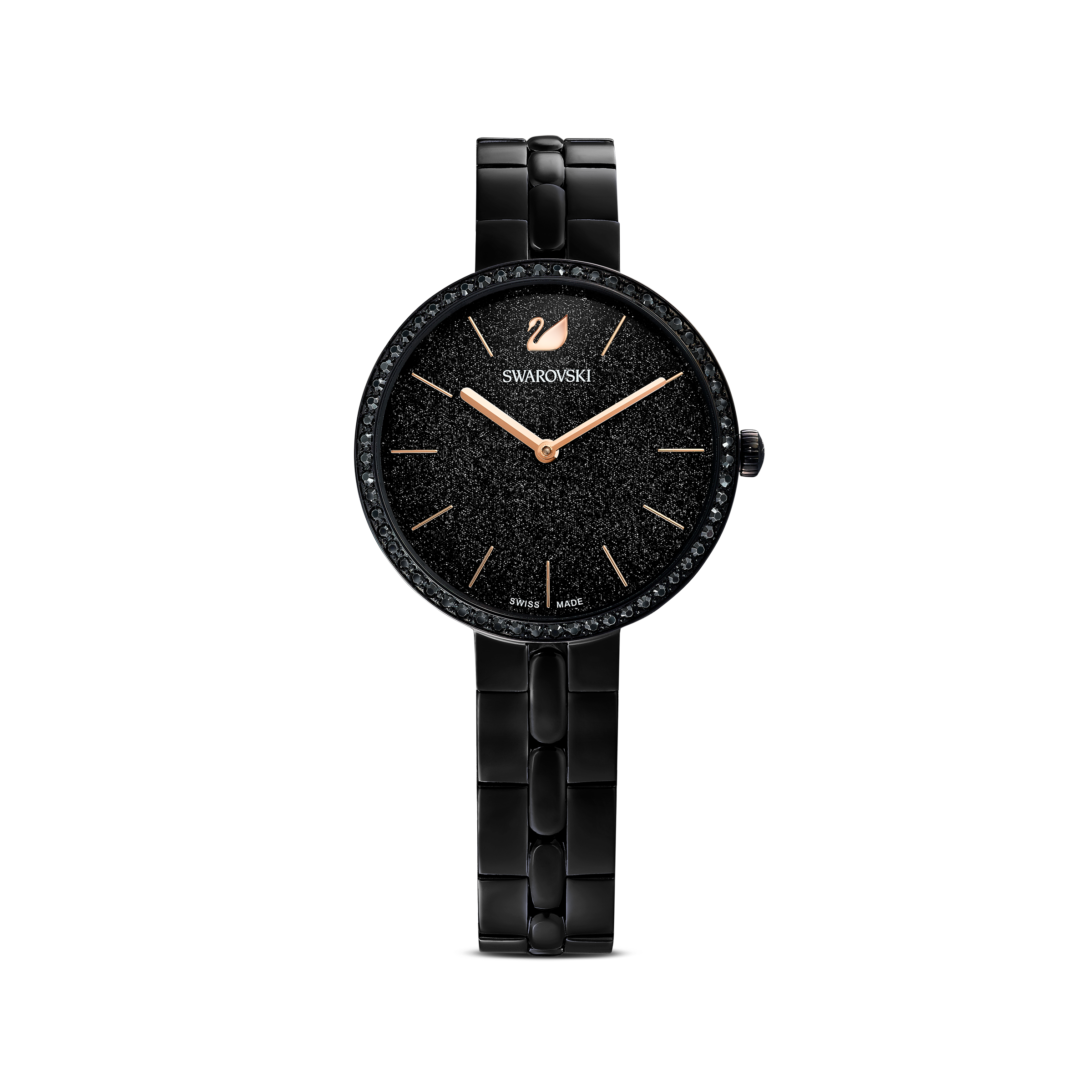 Swarovski Cosmopolitan watch, Swiss Made, Metal bracelet, Black, Black finish 5547646