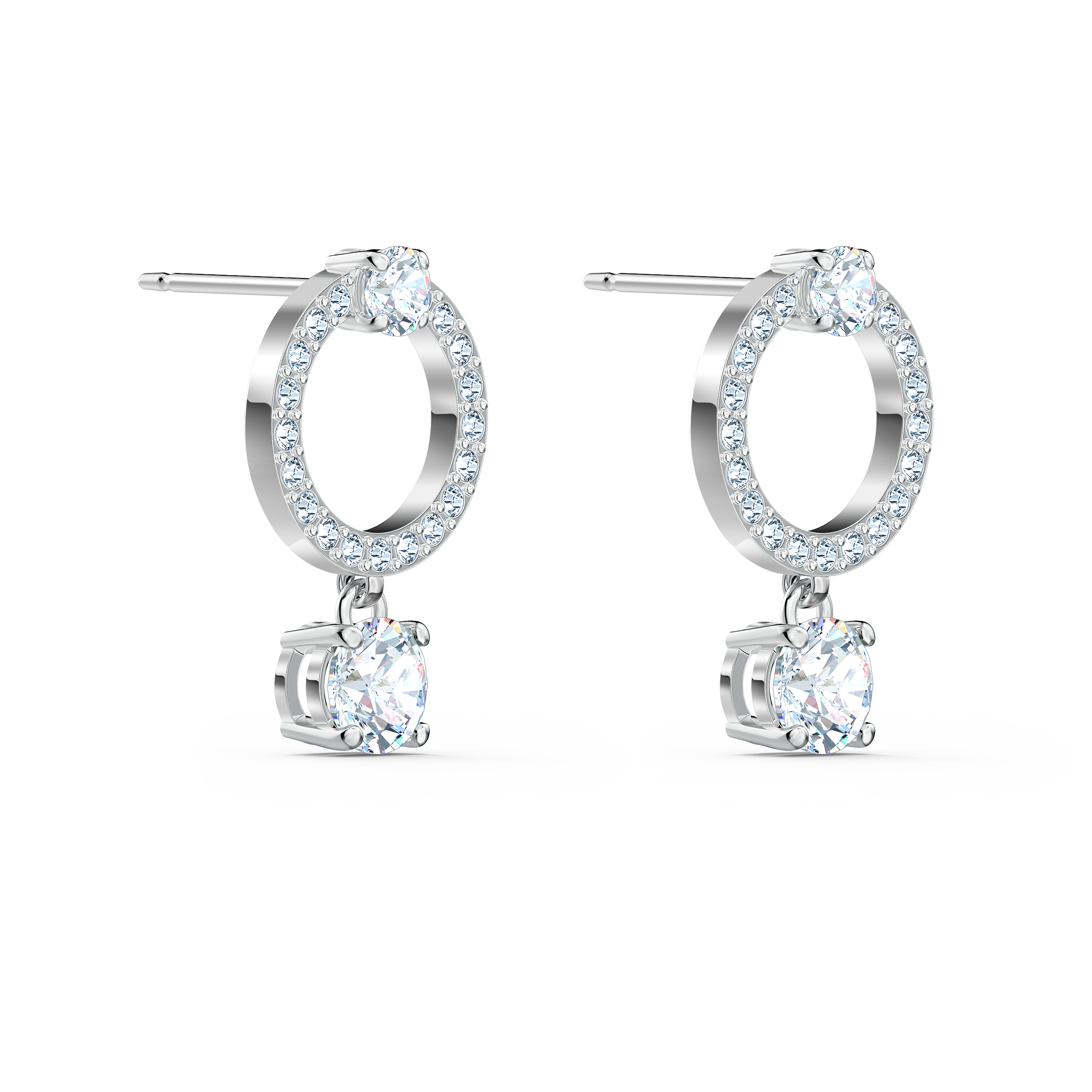 SWAROVSKI ATTRACT HOOP EARRINGS, ROUND CUT, WHITE, RHODIUM PLATED 5563278