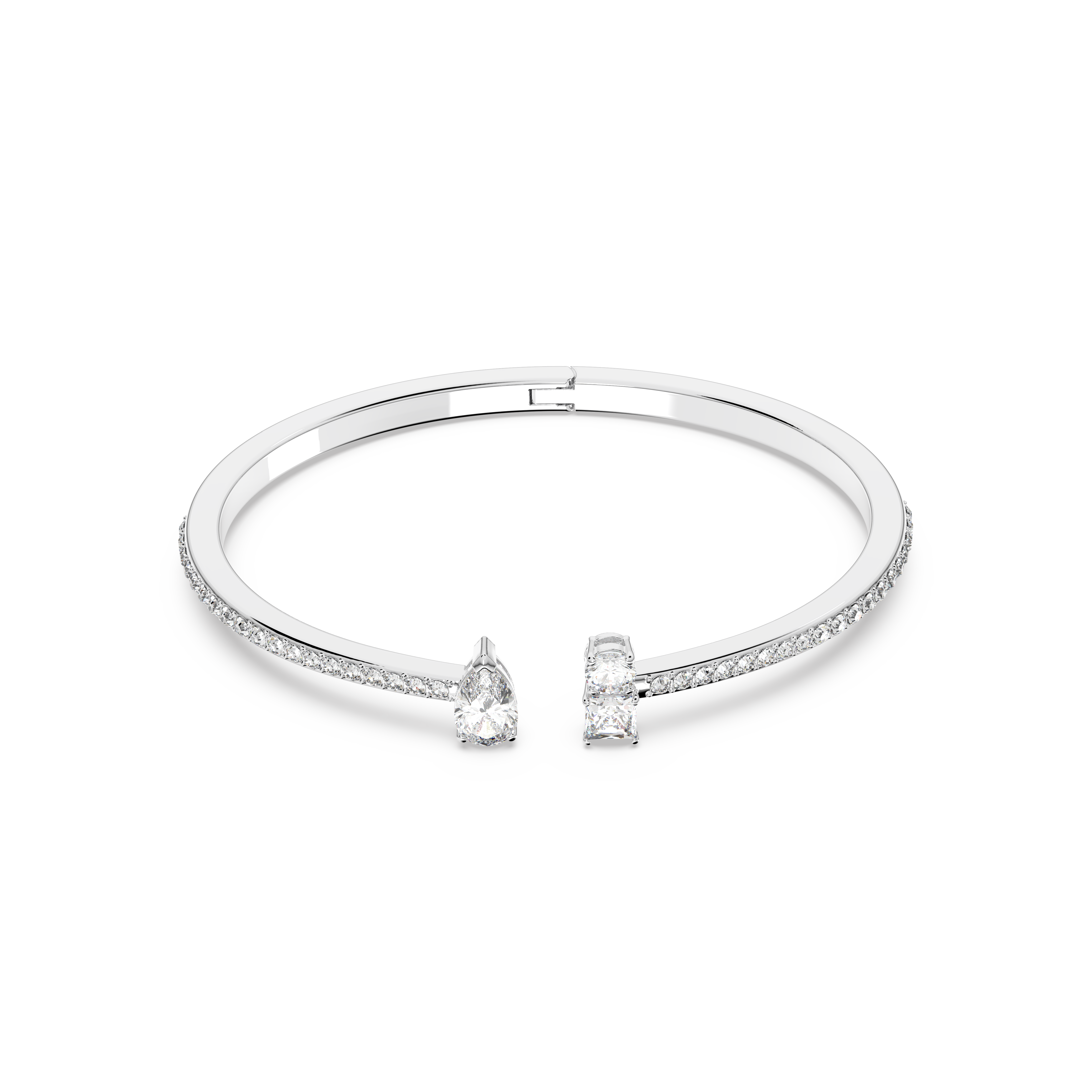 SWAROVSKI ATTRACT CUFF, MIXED CUTS, WHITE, RHODIUM PLATED